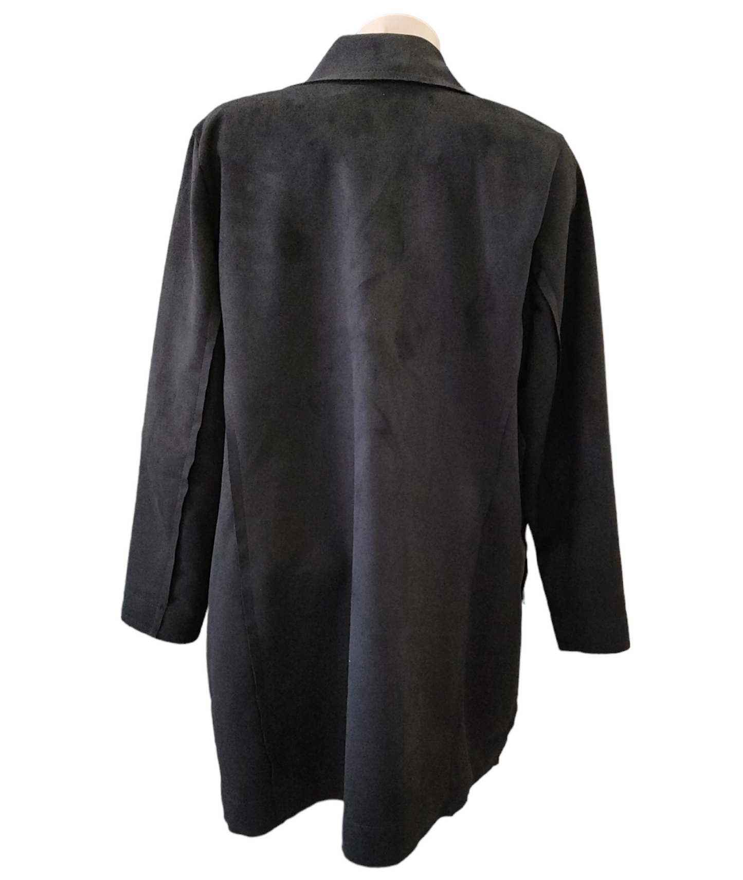 Giacca Donna Curvy in Tessuto Scamosciato in Taglio Vivo con Tasche a Toppa Collo Sciallato