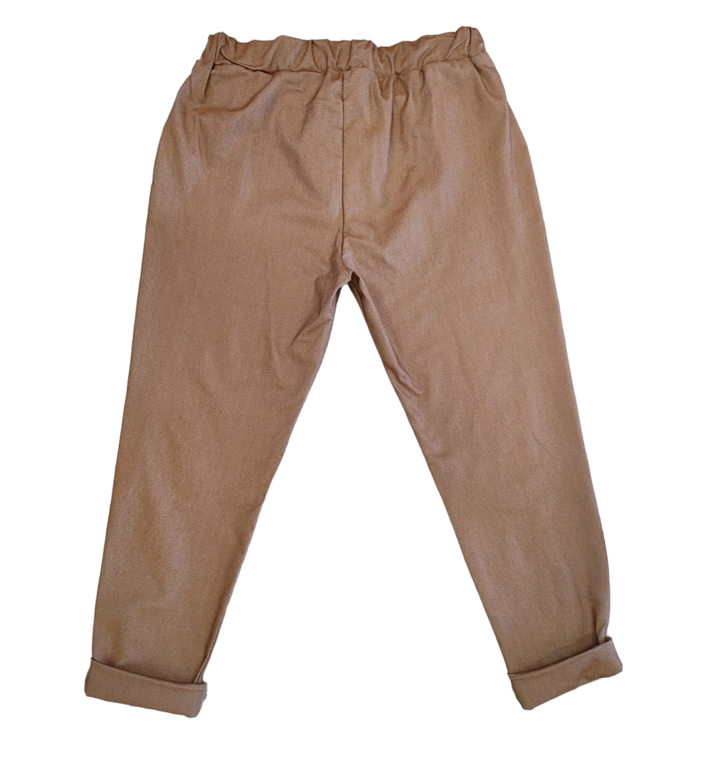 Pantalone Donna in Misto Viscosa Elasticizzato Curvy con Elastico in Vita Finta Lampo e Tasche a Filetto