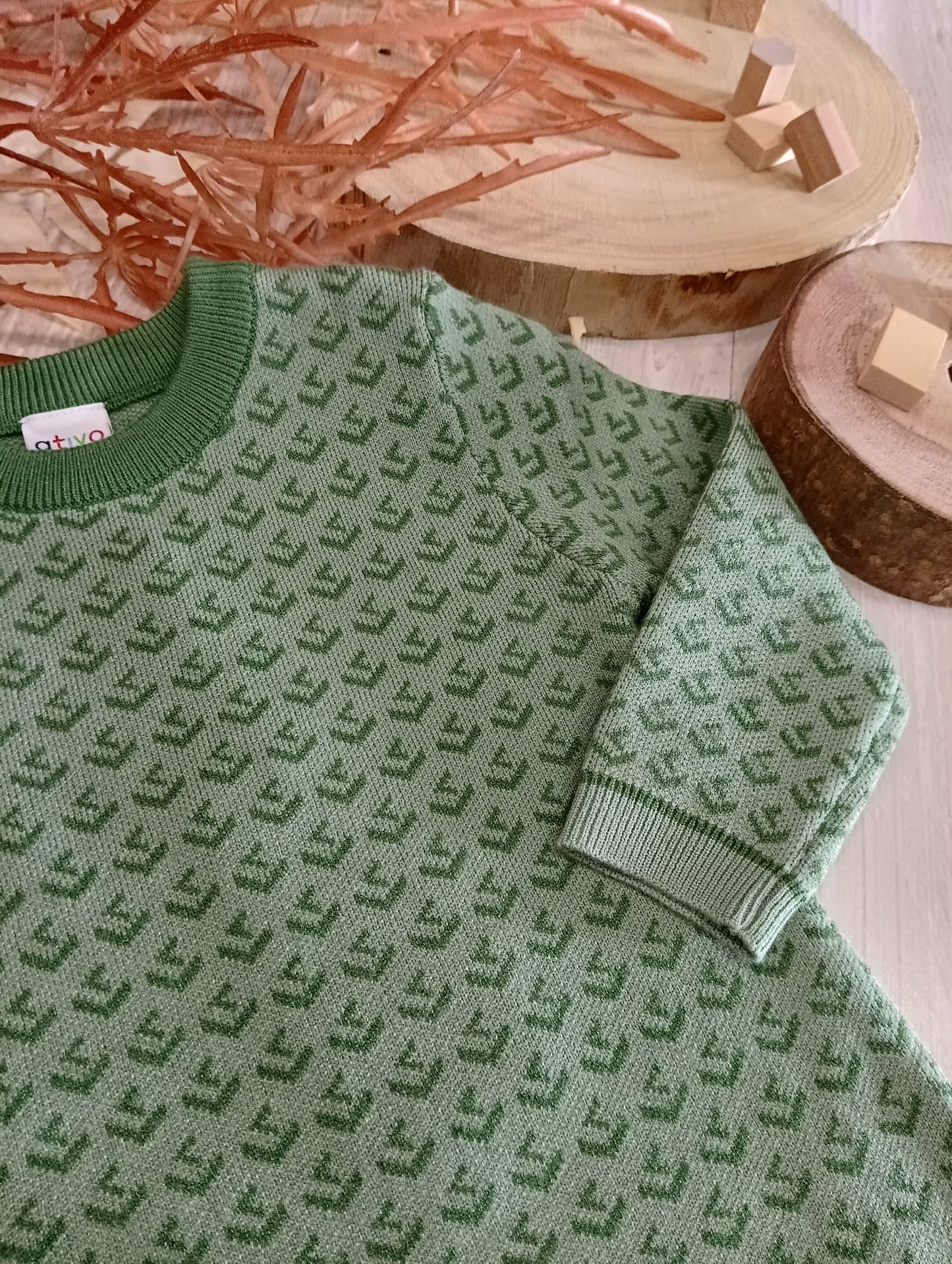 Vestitino Bambina in Maglia Color Verde Pastello Maglioncino Ativo Kids Bambina 6-36 Mesi