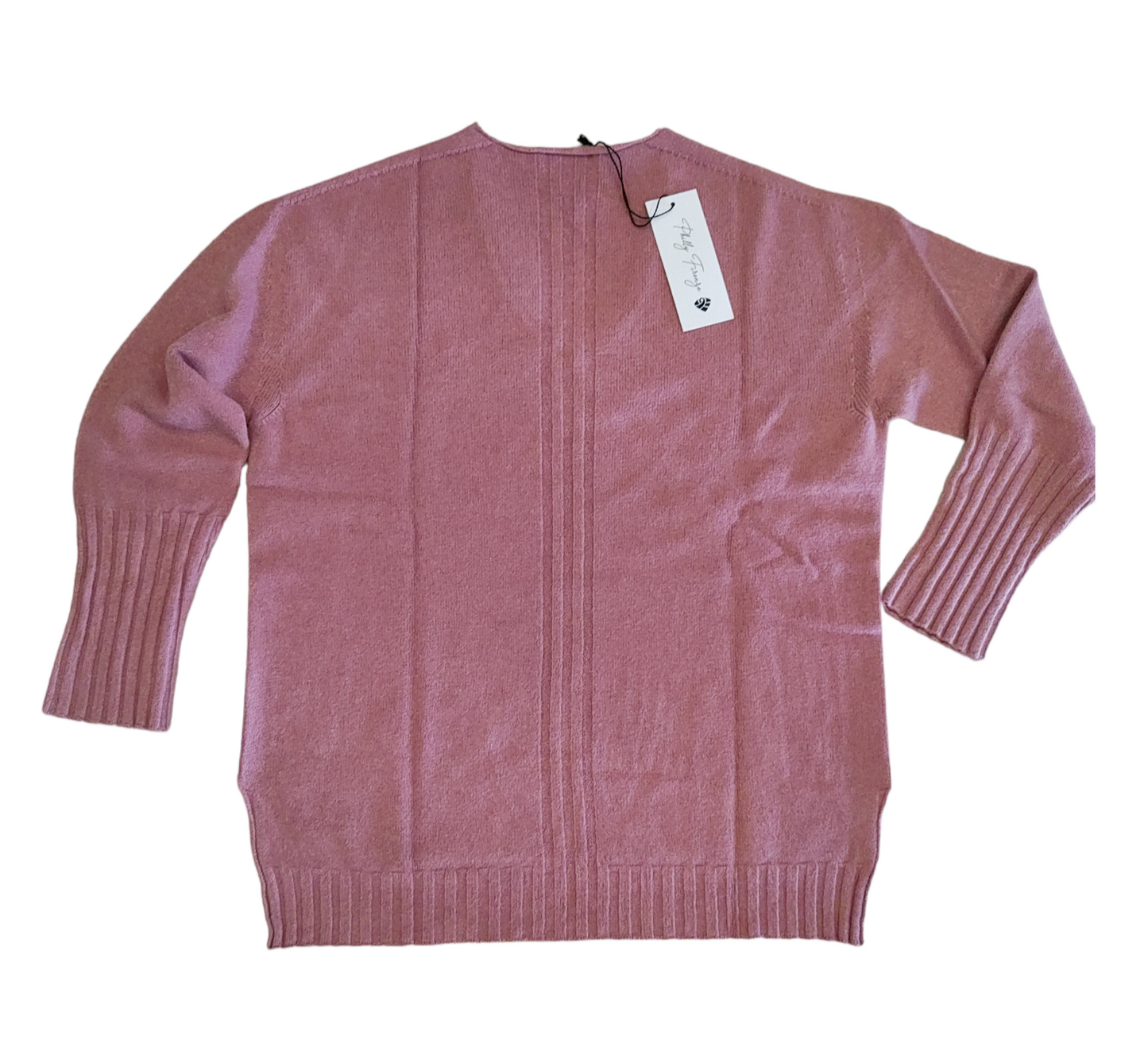 Maglioncino Donna Rosa Antico Maglia in misto Viscosa con Scollatura a V Polsino Alto e Spacchetti Laterali