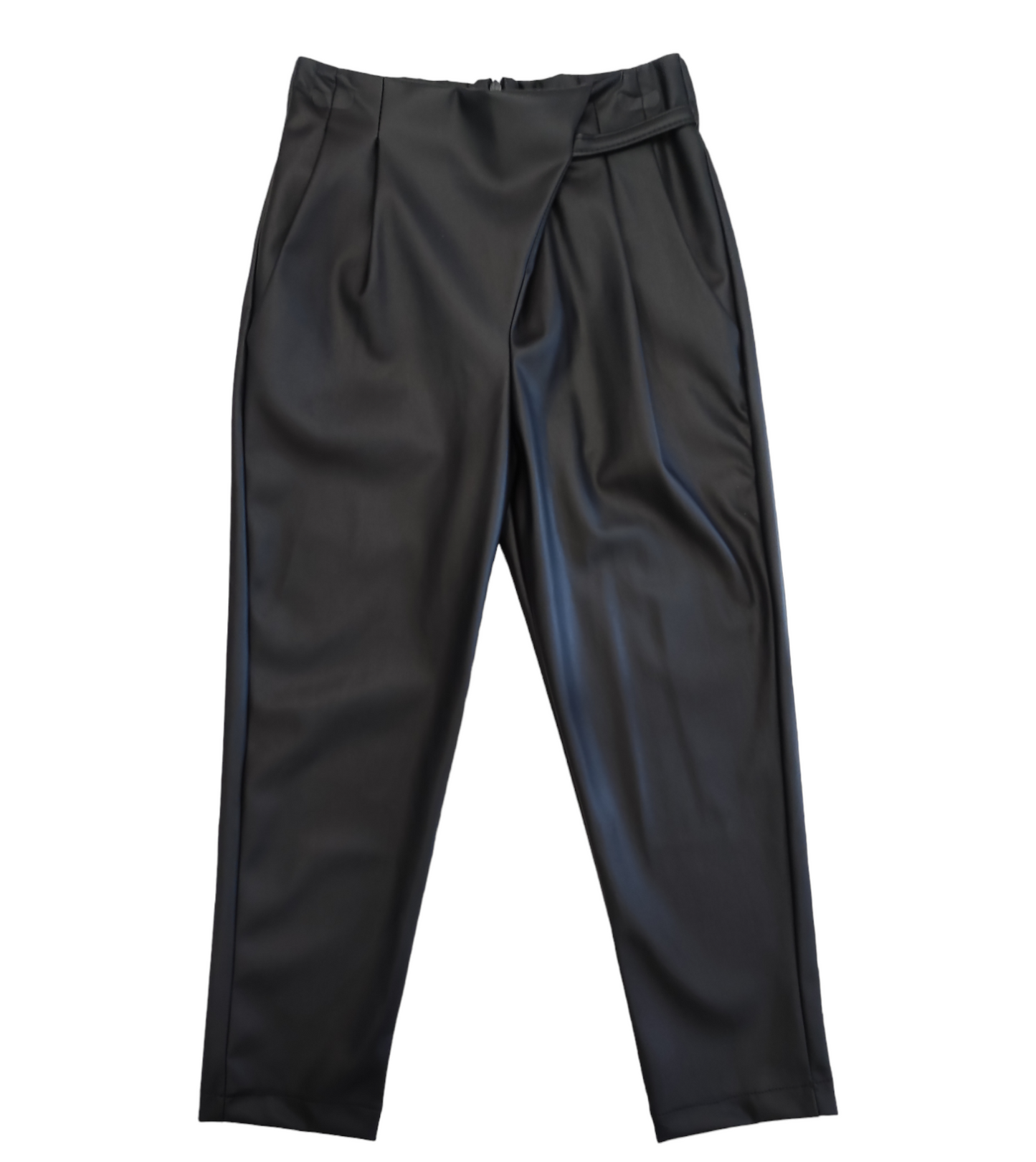 Pantalone Nero In Similpelle con Piega sul Davanti Naida Ragazza Taglie 34-44