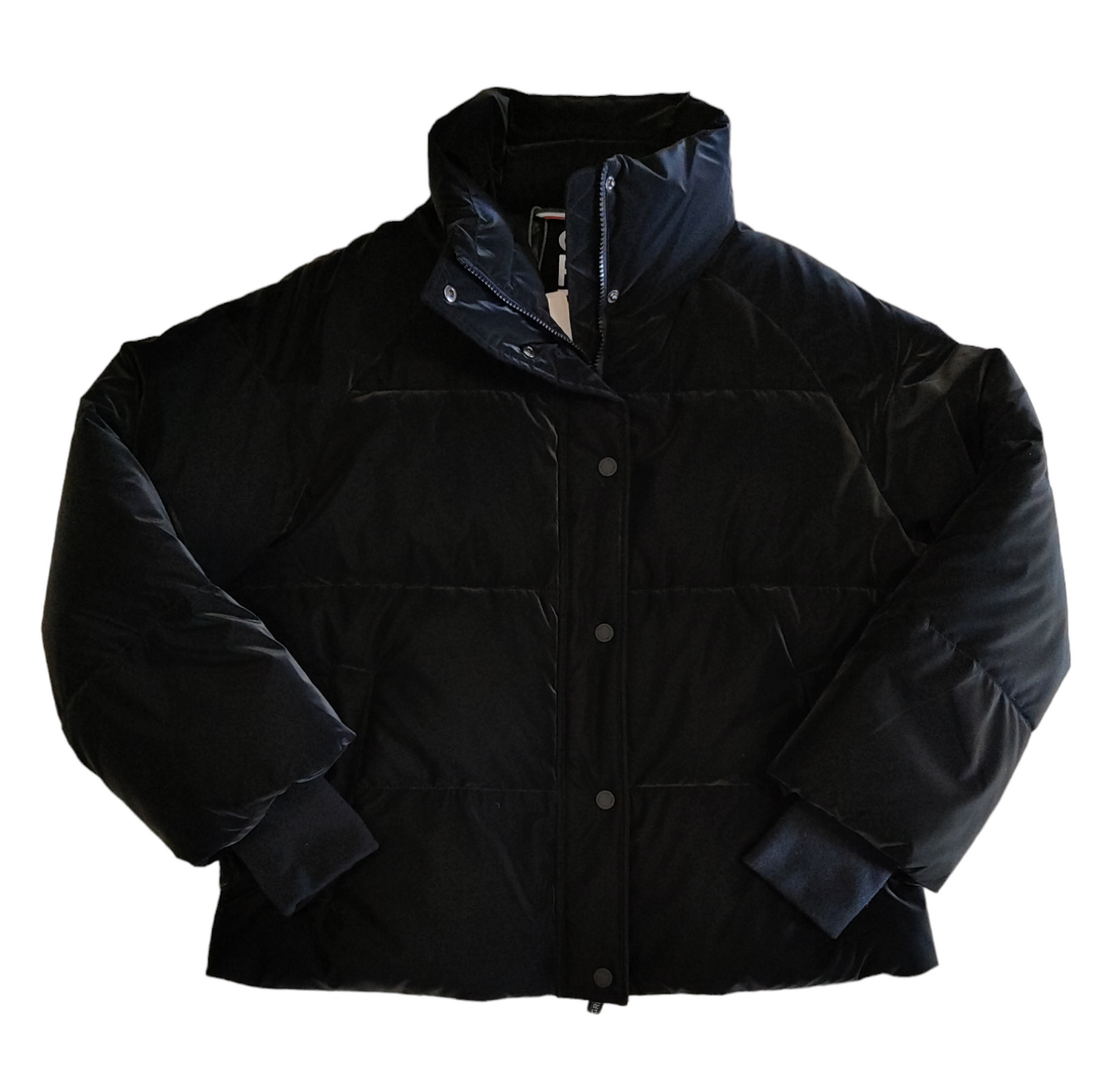 Piumino Donna Green Goose Nero Opaco Corto in Tessuto Impermeabile Manica con Polsino