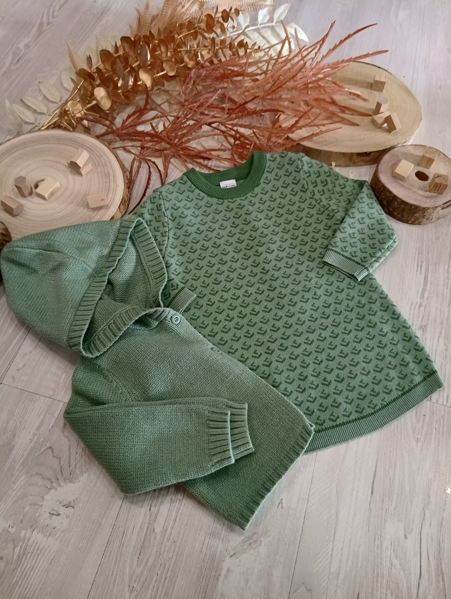 Vestitino Bambina in Maglia Color Verde Pastello Maglioncino Ativo Kids Bambina 6-36 Mesi