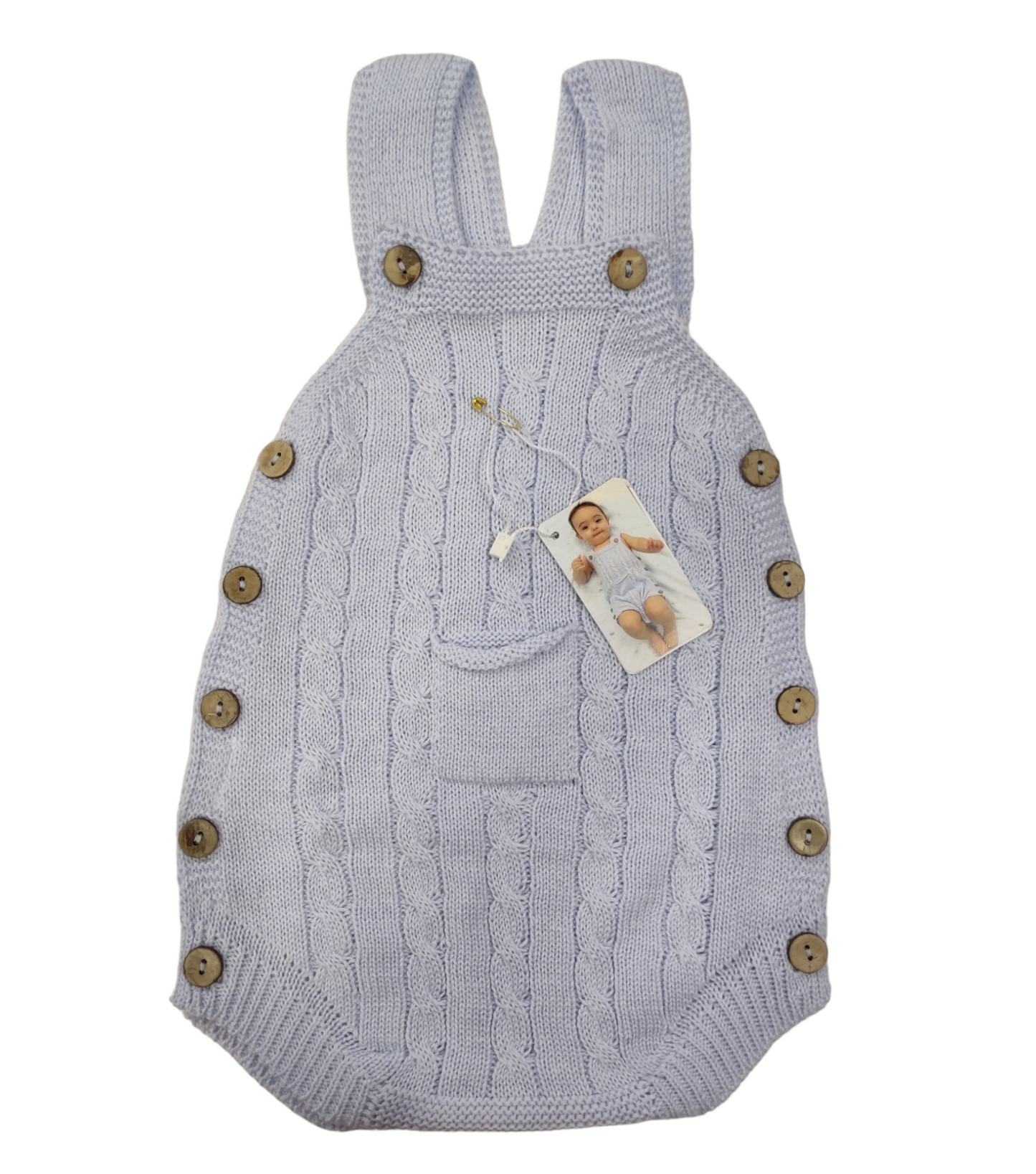 Pagliaccetto Celeste Modello Salopette Cotone Estivo Bambino 1/3 - 6/9 Mesi