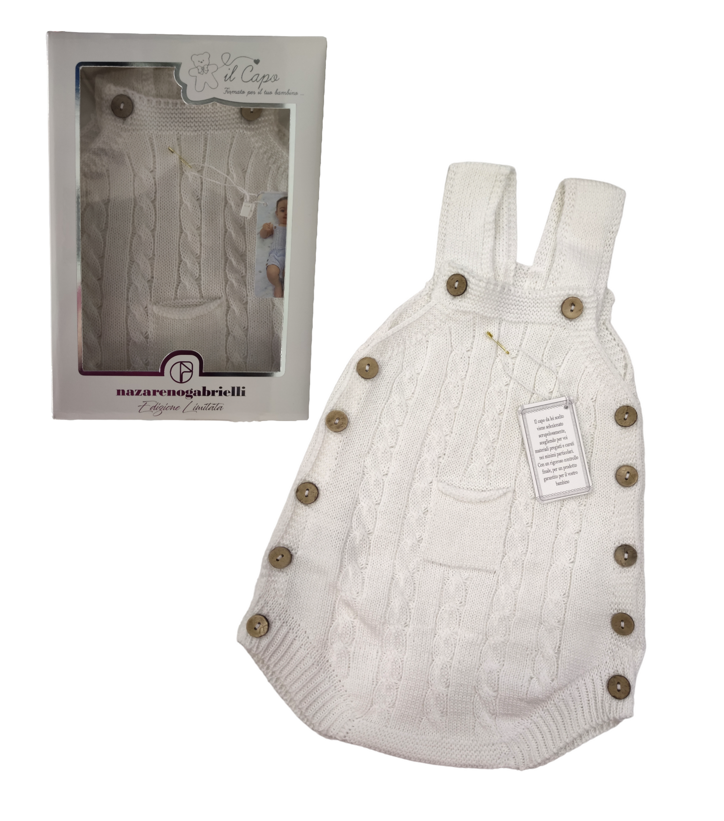 Pagliaccetto Panna Modello Salopette Cotone Estivo Bambino/Bambina 3/6 - 6/9 Mesi