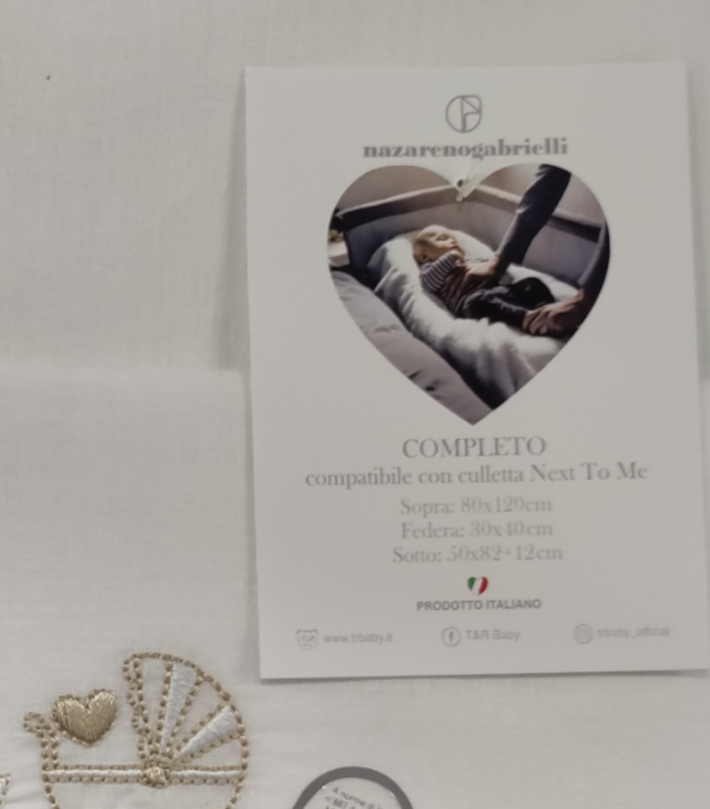 Completo Lenzuola Colore Neutro Compatile Culla Next To Me Nazareno Gabrielli