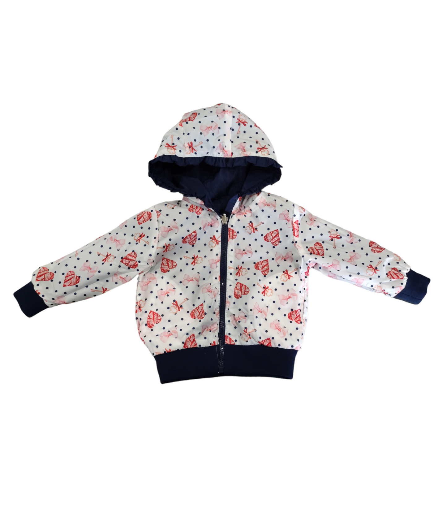 Giubbino Reversibile con Cappuccio Primaverile Bambina 12-36 Mesi