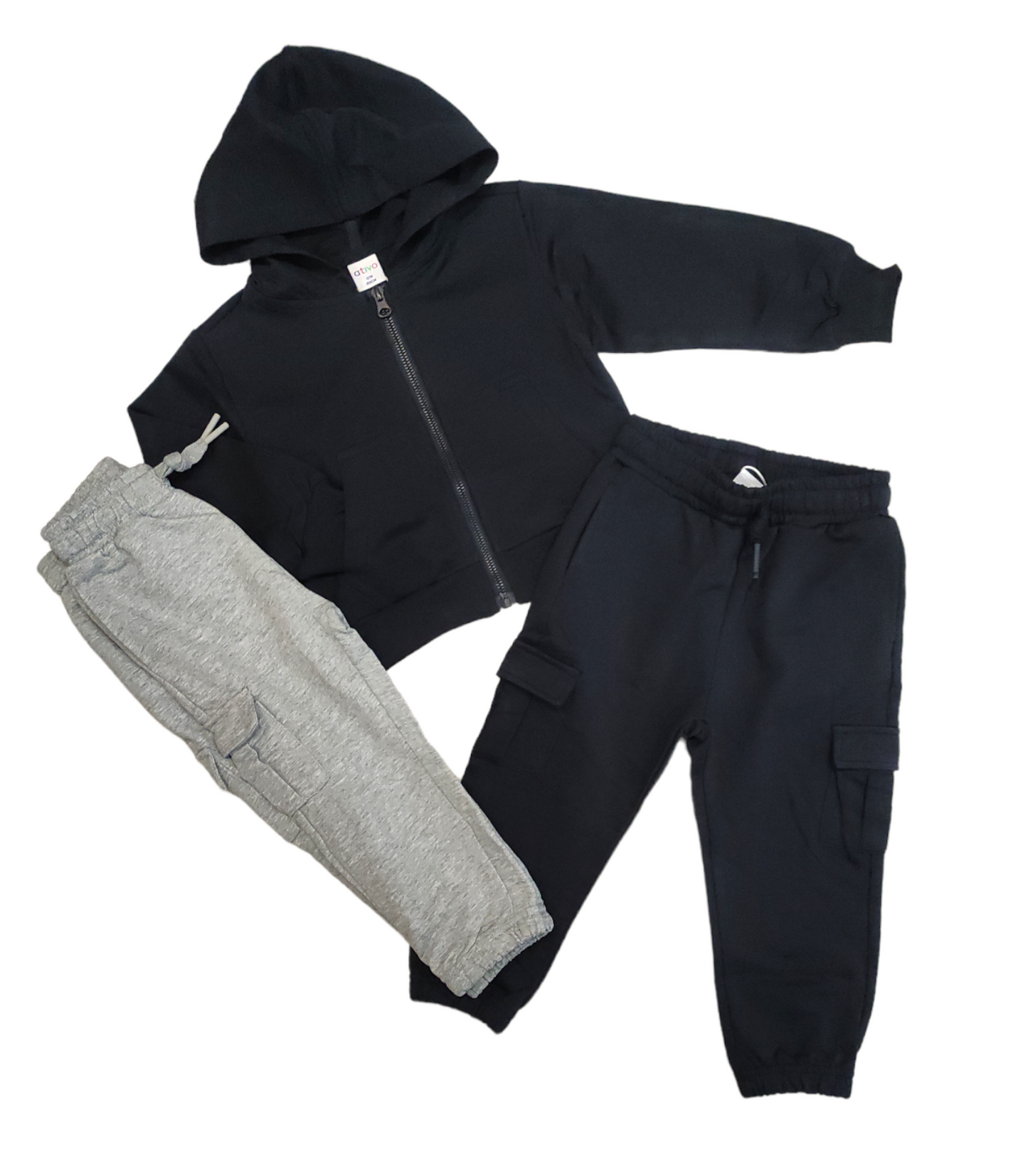 Pantalone Tuta Modello Cargo Garzato Primaverile Tinta Unita Unisex Bambini 6-36 Mesi