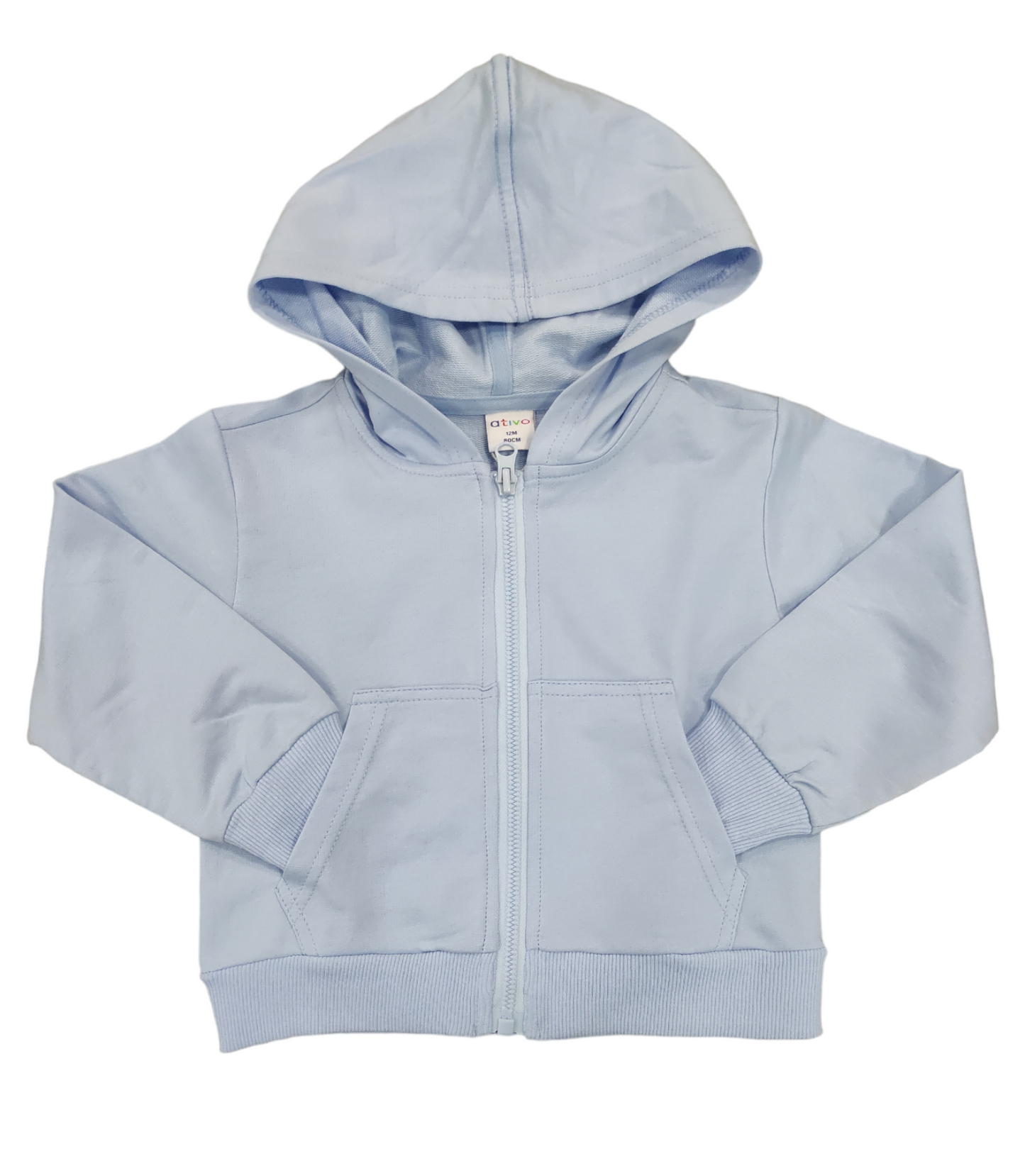Felpa con Cappuccio Tinta Unita Celeste Bambino 6-36 Mesi