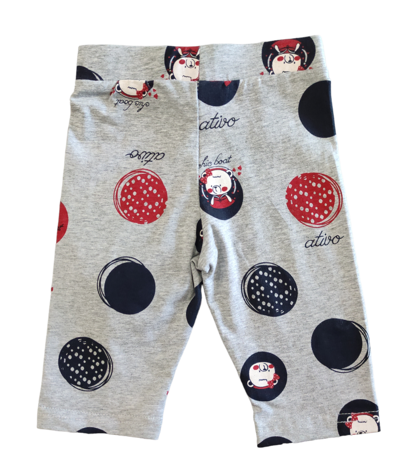 Leggings Grigio con Stampa Modello Pinocchietto Primavera/Estate Bambina 6-36 Mesi