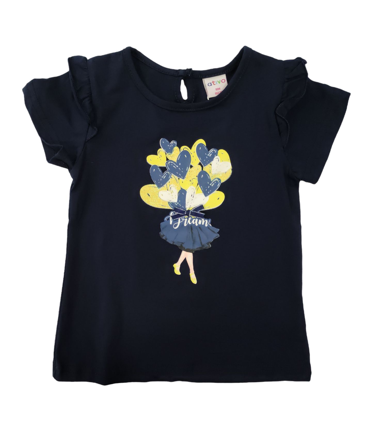 T-shirt Cotone Estiva Manica Corta Stampa Cuori Bambina 6-36 Mesi