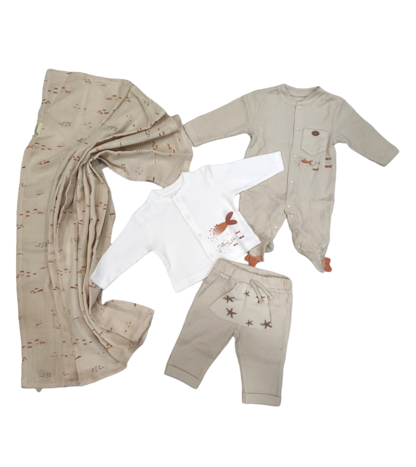 Set Nascita 4 Pezzi Neonato Unisex Cotone Organico 0/1 - 3/6 Mesi Nazareno Gabrielli