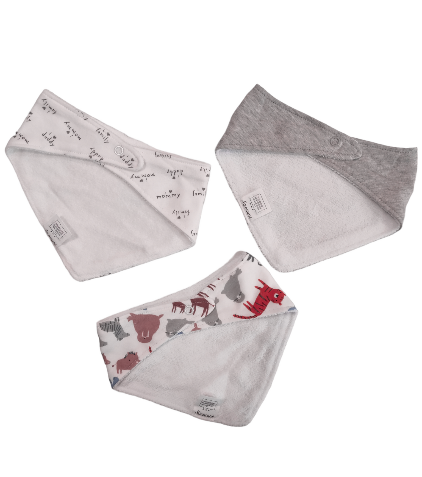 Tris Bavaglini a Bandana Disegni Animali Neonato (Confezione 3 Pezzi)