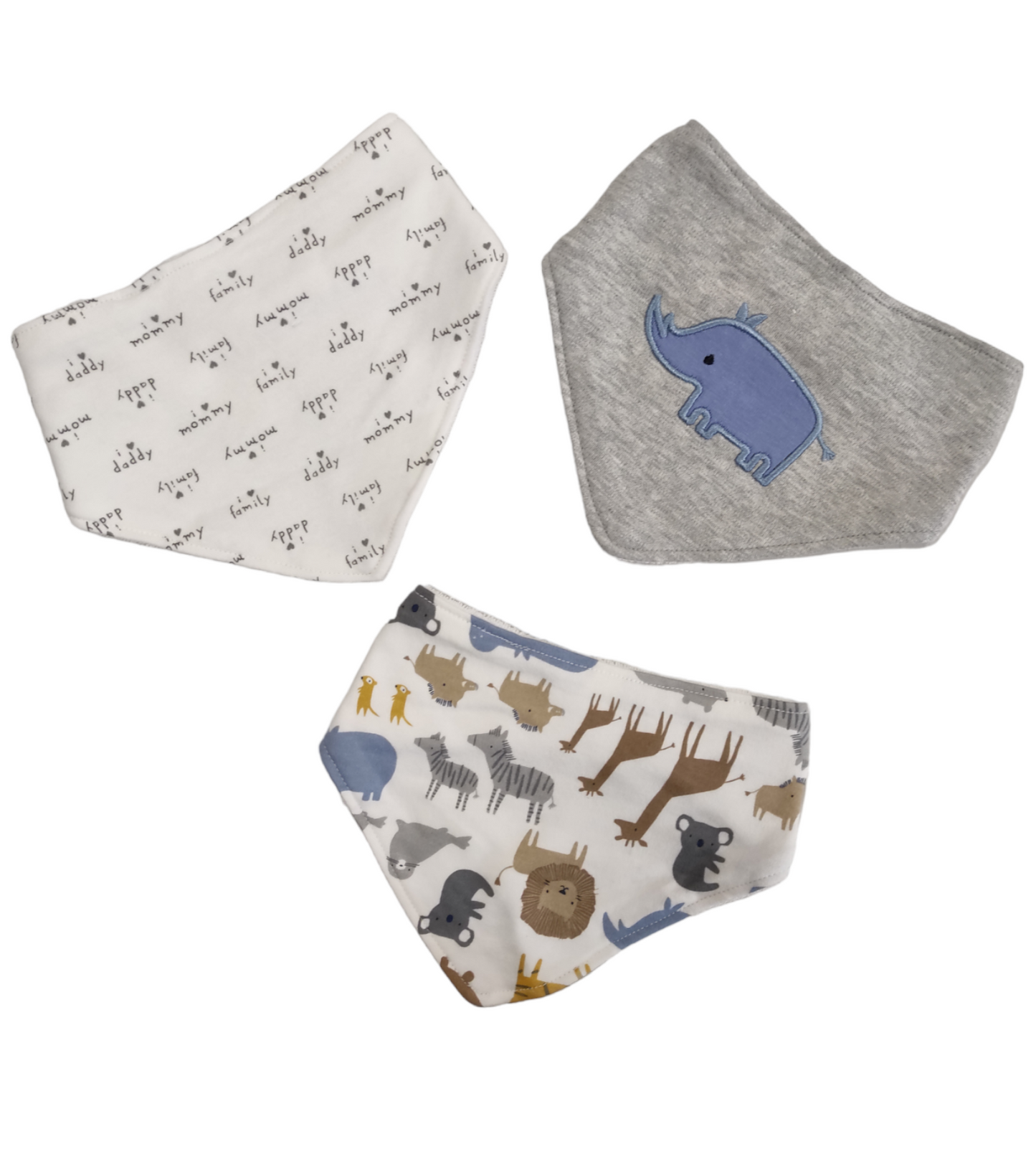Tris Bavaglini a Bandana Disegni Animali Neonato (Confezione 3 Pezzi)