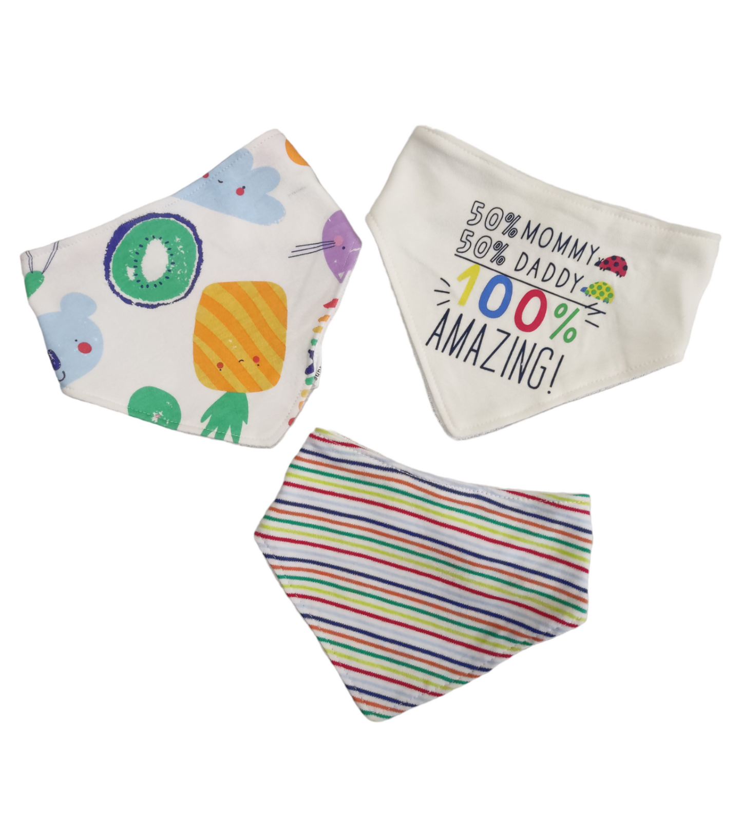 Tris Bavaglini a Bandana Fantasia Neonata (Confezione 3 Pezzi)