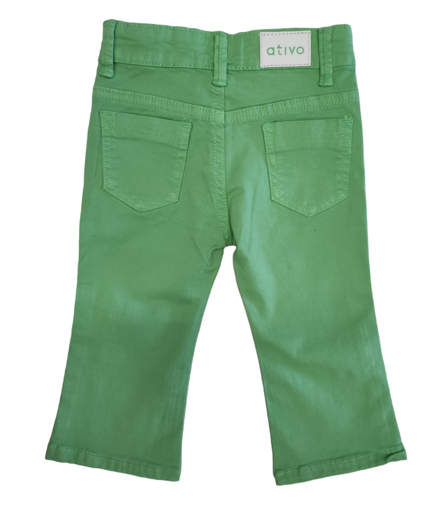Jeans a Zampa Primaverile in Cotone Elasticizzato Colorato Verde Pastello Bambina 6-36 Mesi