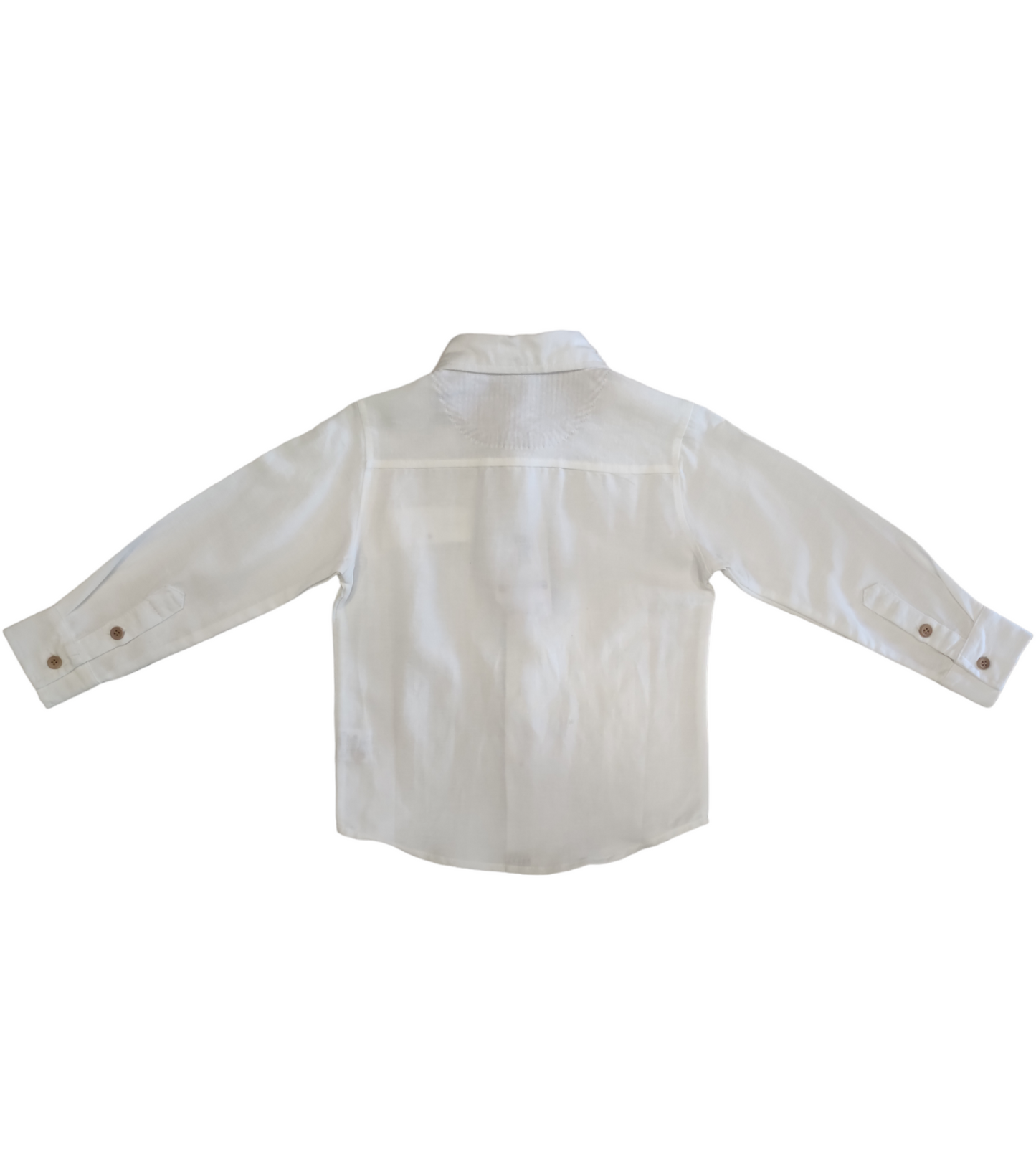 Camicia Bianca Primaverile in Lino Bottoni Beige Ativo Kids Bambino Ragazzo 4-16 Anni
