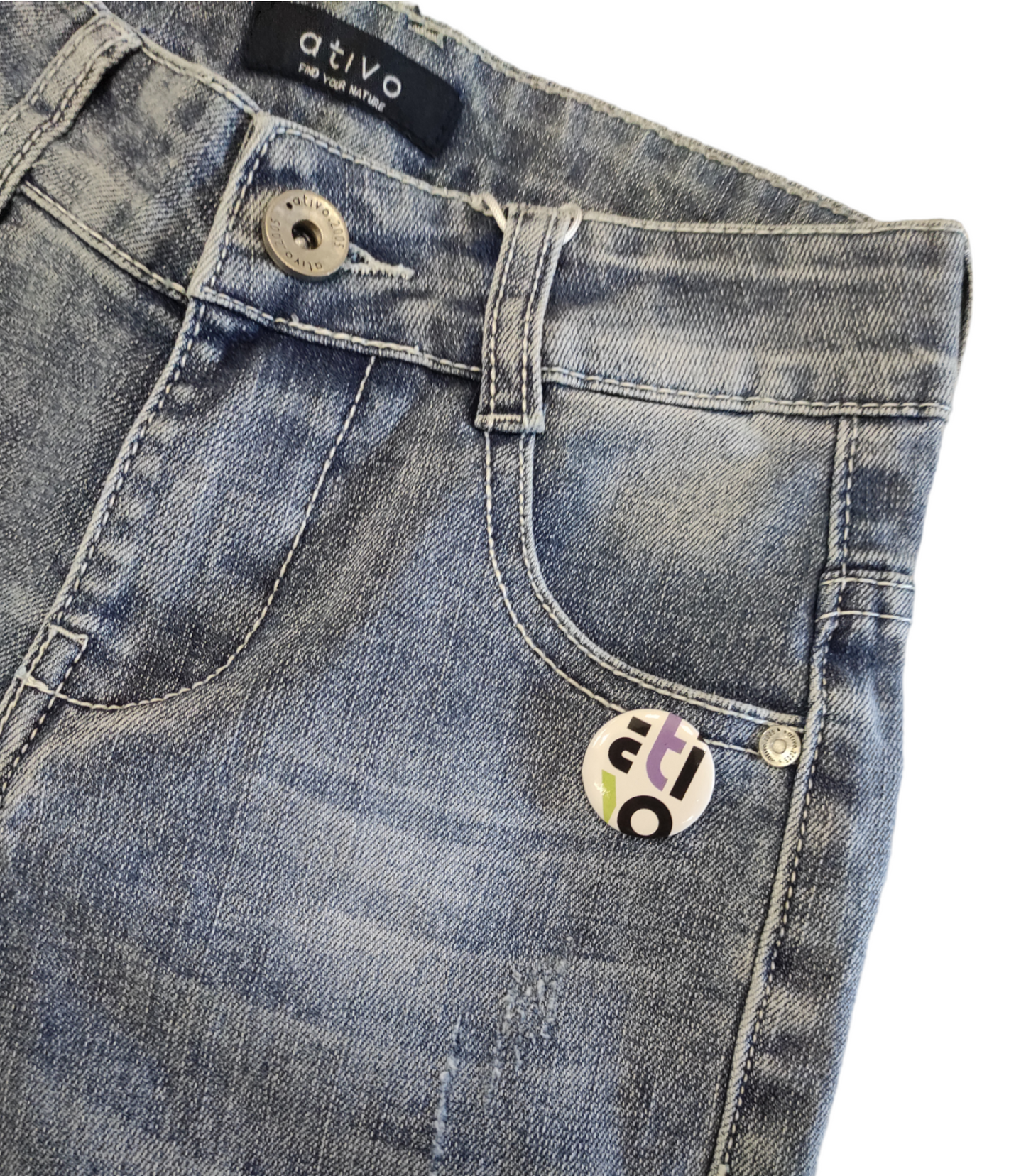 Jeans Chiaro Primaverile Elasticizzato con Spilla Ativo Bambino/Ragazzo 4-16 Anni