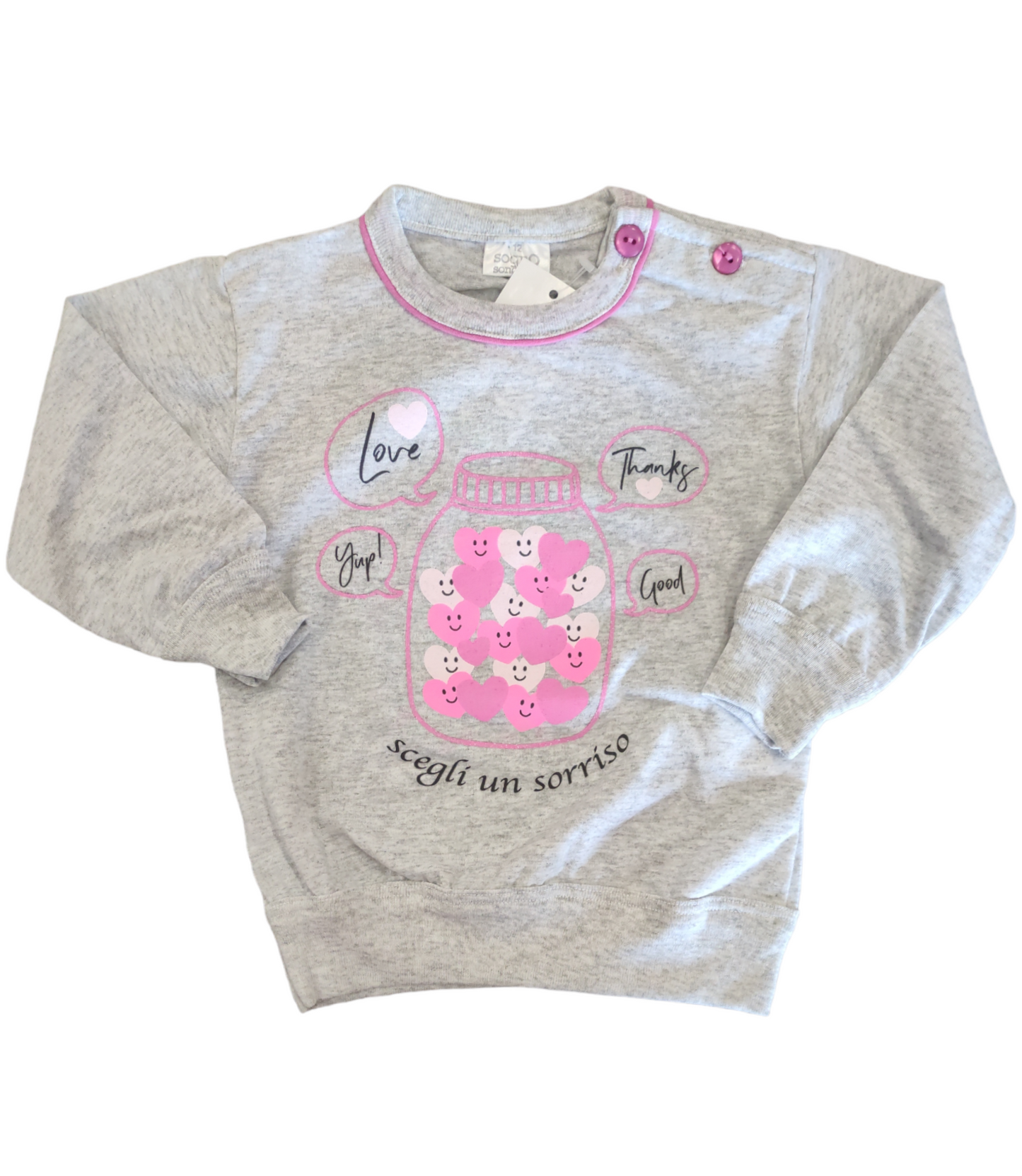 Pigiama Primaverile in Cotone Maglia e Pantalone Bambina 12-30 Mesi
