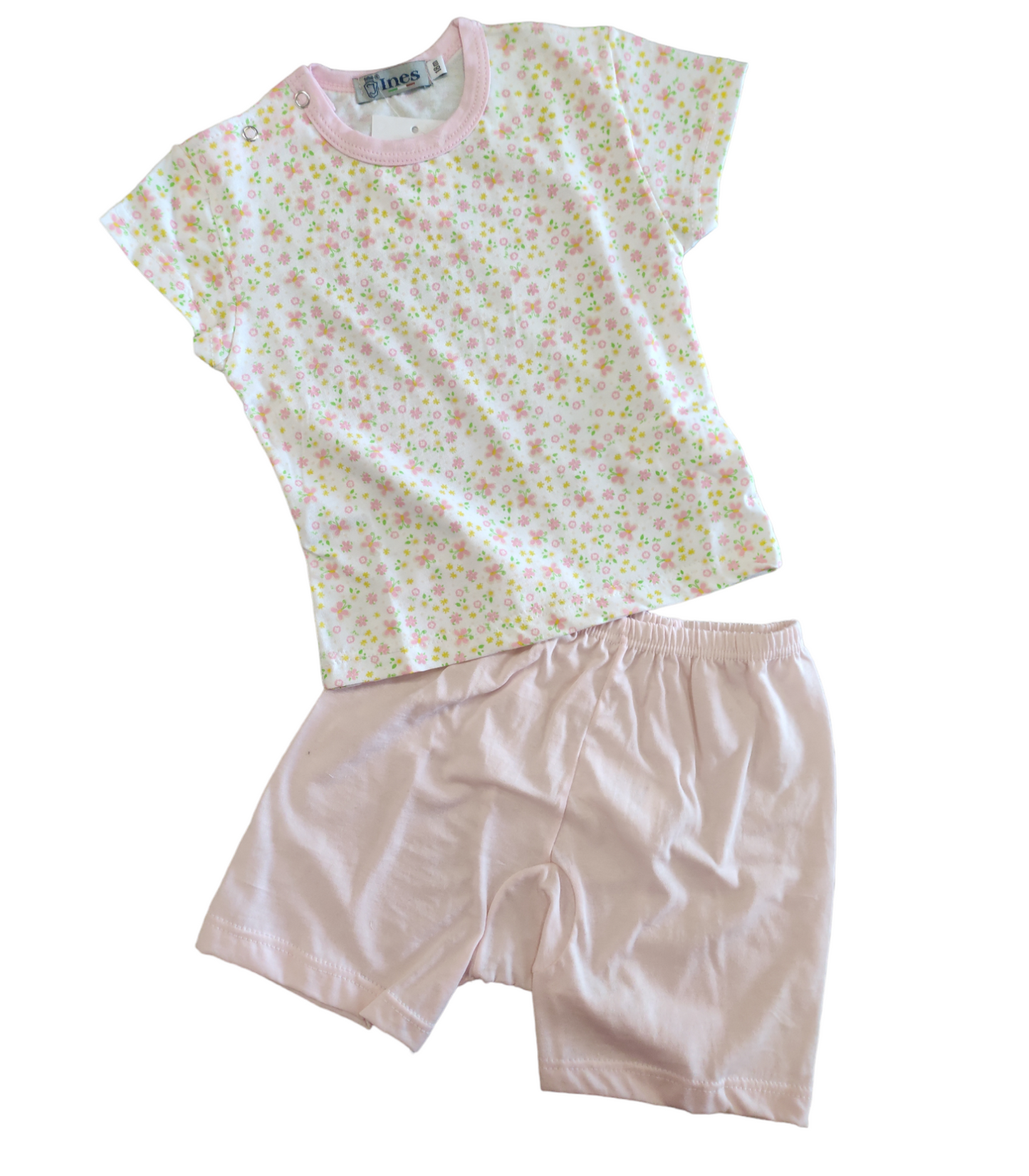 Pigiama Estivo in Cotone Maglia Mezza Manica e Pantaloncino Bambina 12-36 Mesi