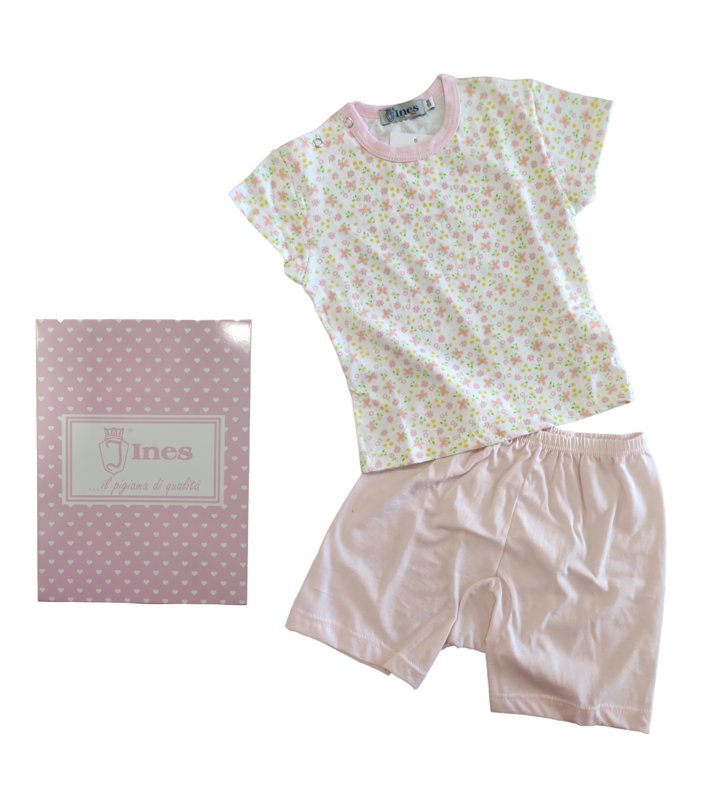 Pigiama Estivo in Cotone Maglia Mezza Manica e Pantaloncino Bambina 12-36 Mesi