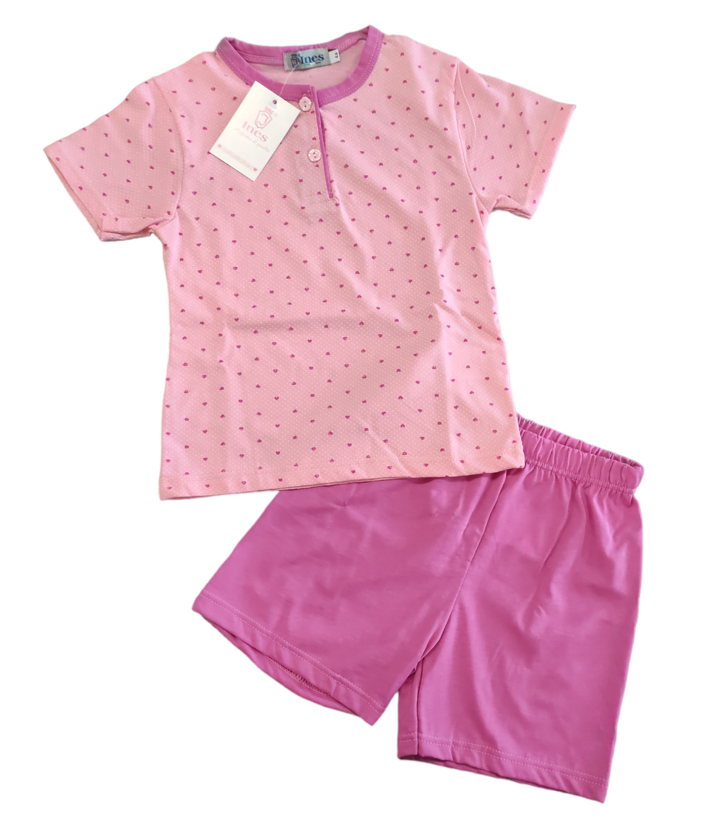 Pigiama Estivo in Cotone Maglia Mezza Manica e Pantaloncino Bambina 4-8 Anni