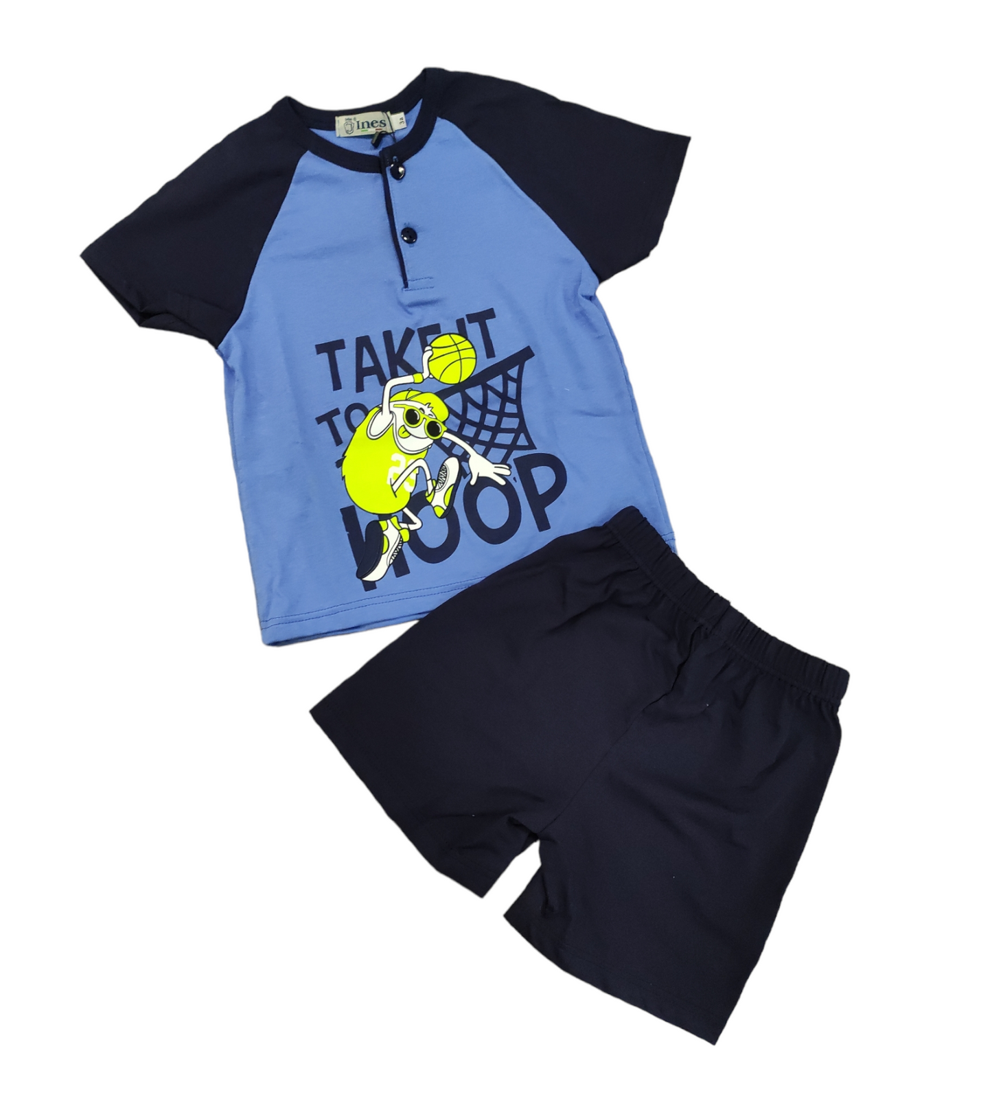 Pigiama Estivo in Cotone Maglia Mezza Manica e Pantaloncino Bambino 3-8 Anni