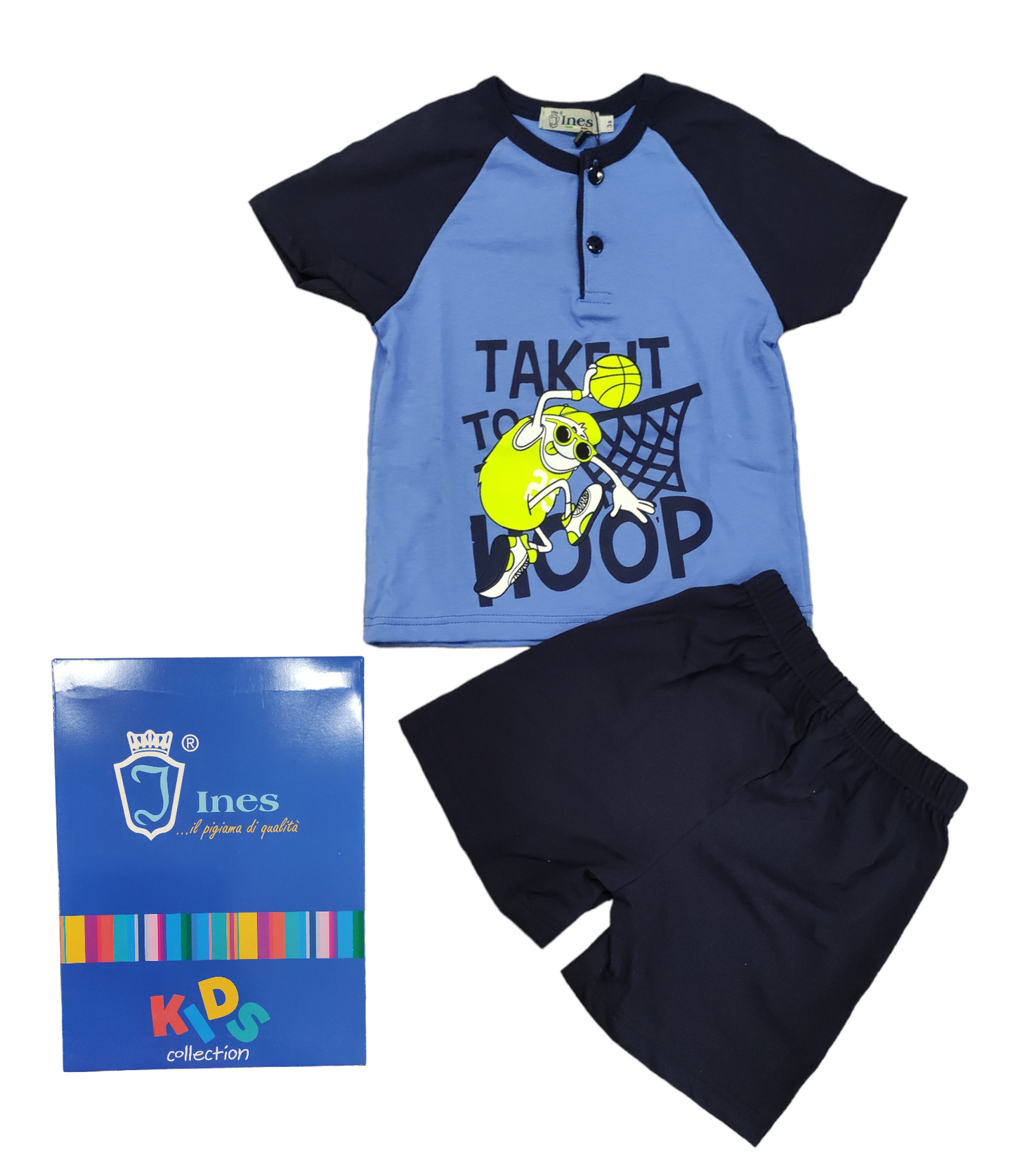 Pigiama Estivo in Cotone Maglia Mezza Manica e Pantaloncino Bambino 3-8 Anni