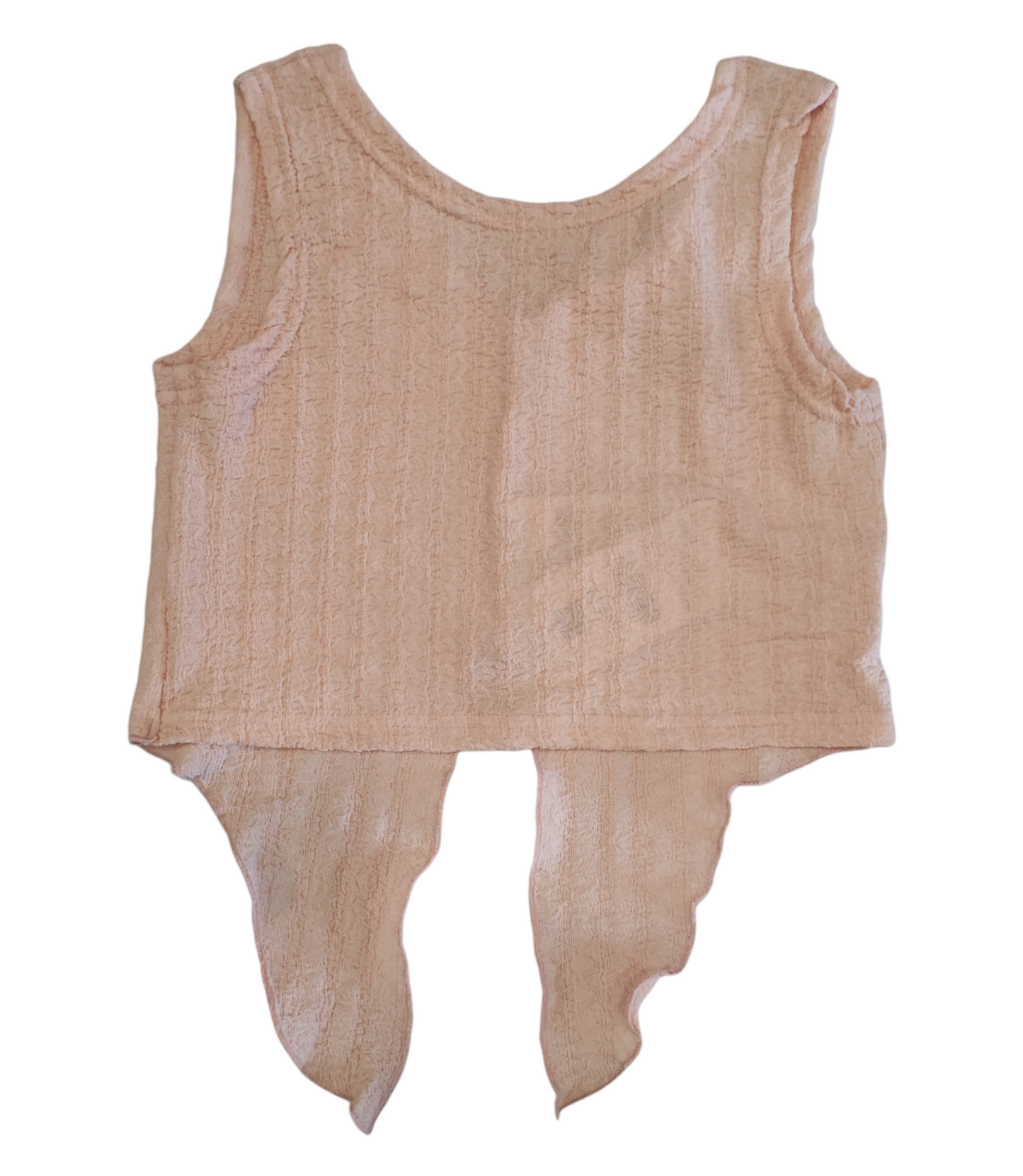 Top Estivo in Cotone Arancione Chiaro a Coste Ampie Bambina/Ragazza 6-14 Anni