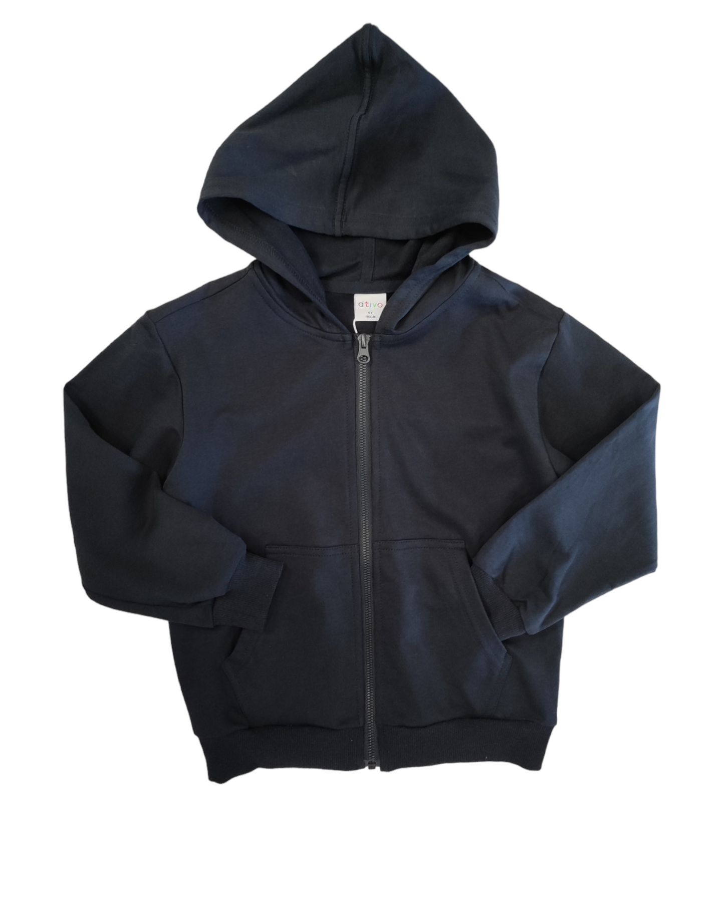 Felpa con Zip e Cappuccio Blu Scuro Garzata Primaverile Bambino/Ragazzo 4-14 Anni