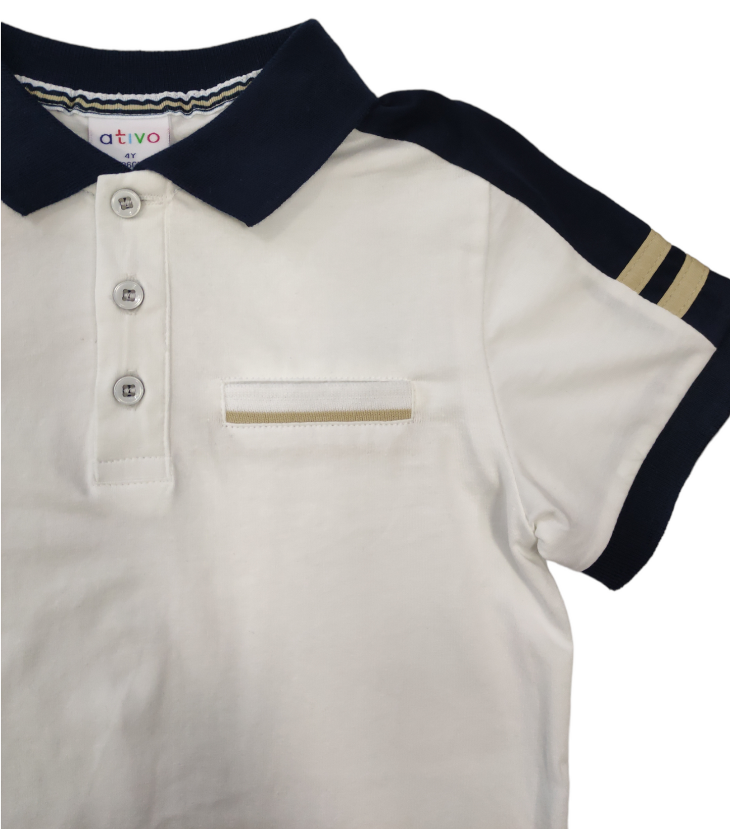 Polo Bianca Mezza Manica Ativo Kids Bambino/Ragazzo 4-14 Anni