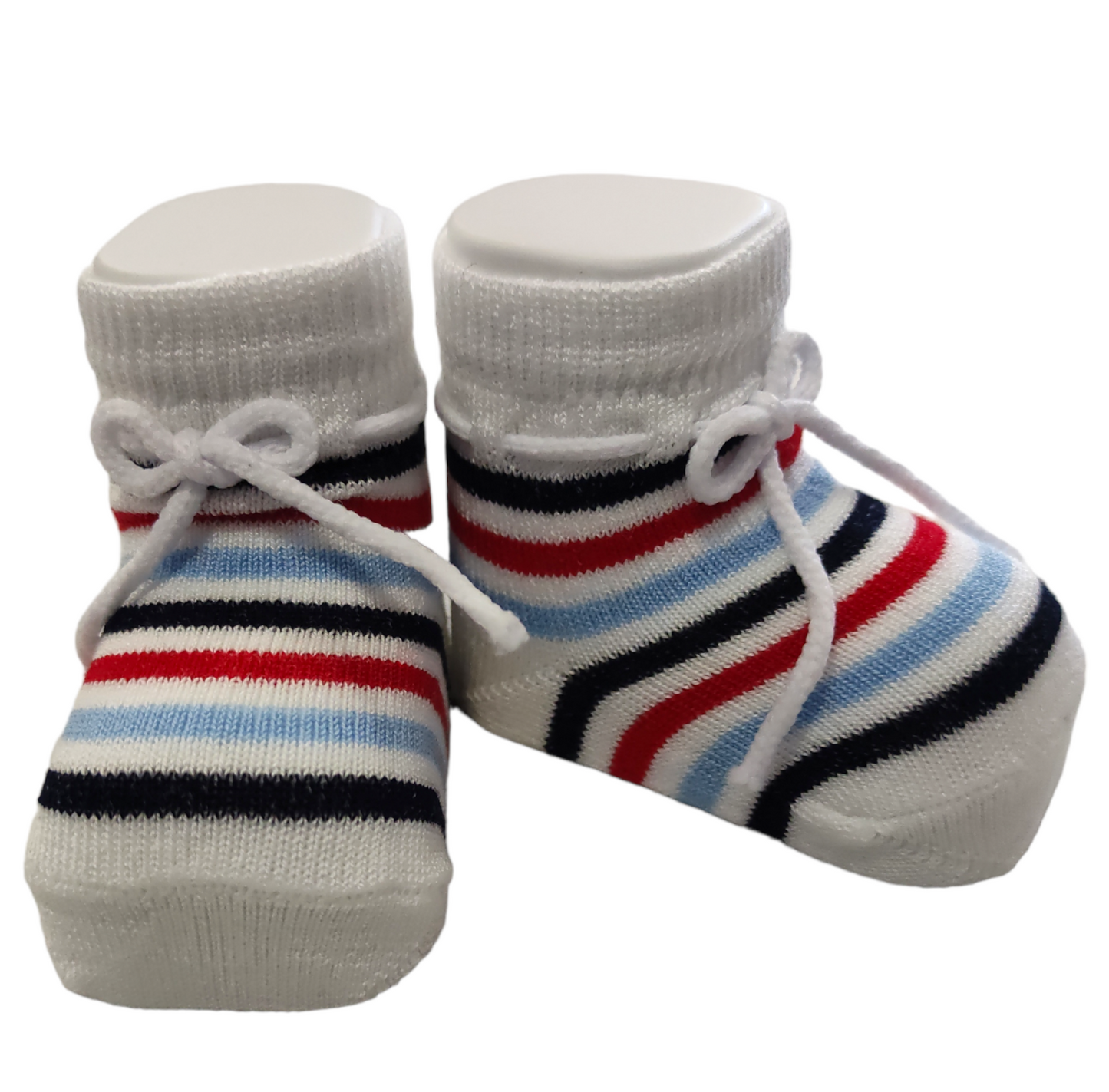 Scarpine Modello Calzino Bianco Righe Multicolore Babbucce Neonata Neonato Mafer Dolci Pensieri