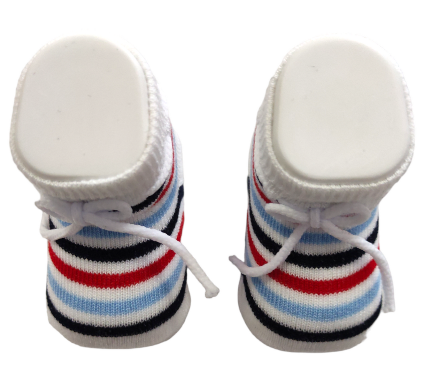 Scarpine Modello Calzino Bianco Righe Multicolore Babbucce Neonata Neonato Mafer Dolci Pensieri
