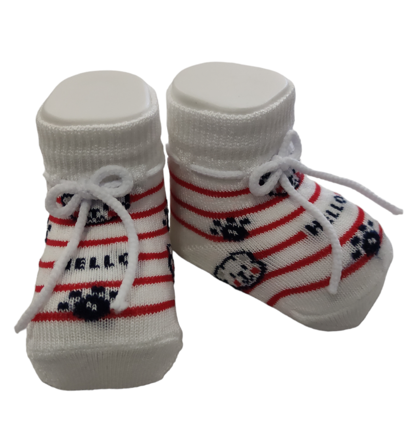 Scarpine Modello Calzino Bianco Righe Rosse Babbucce Neonato Mafer Dolci Pensieri