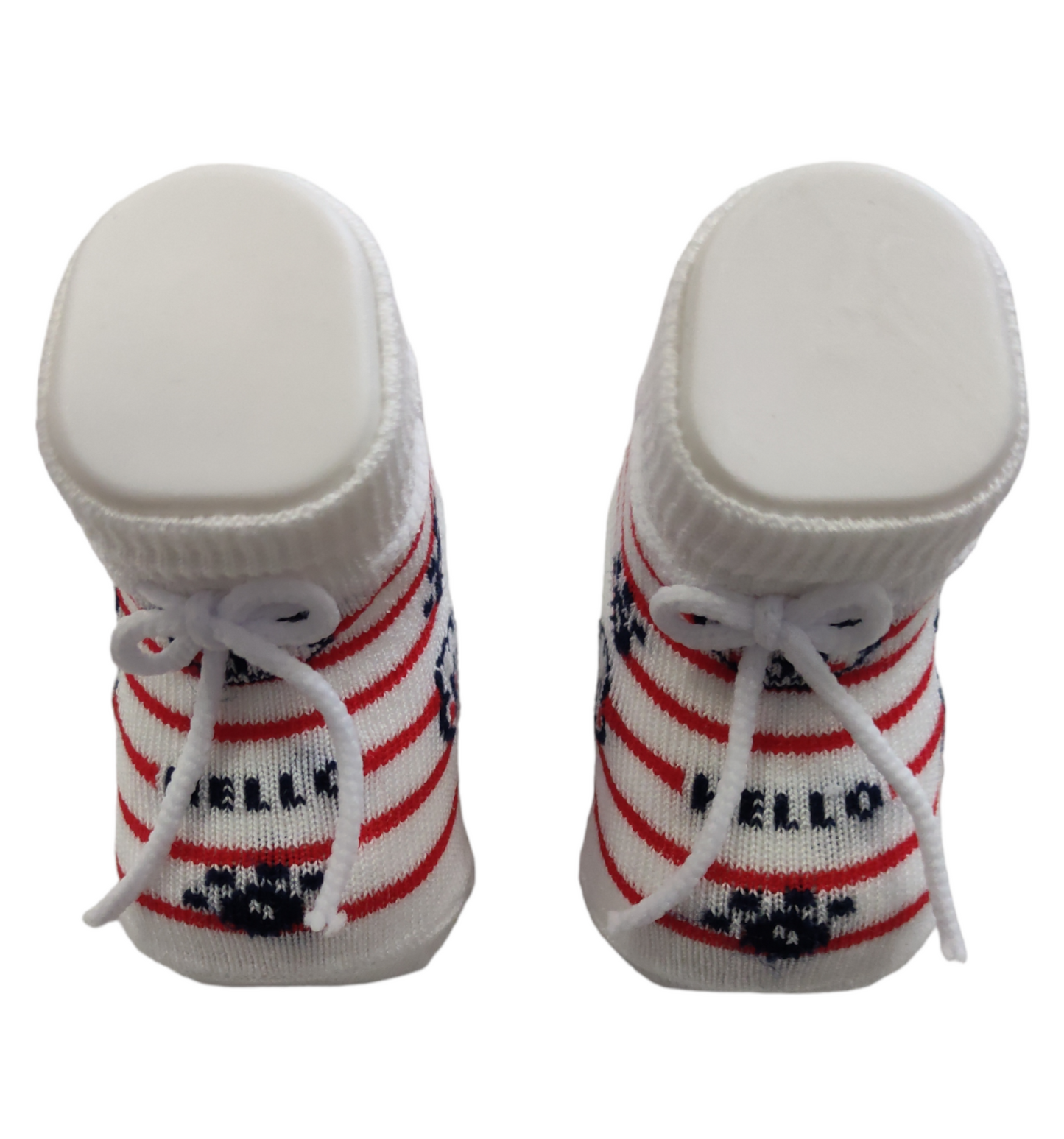 Scarpine Modello Calzino Bianco Righe Rosse Babbucce Neonato Mafer Dolci Pensieri