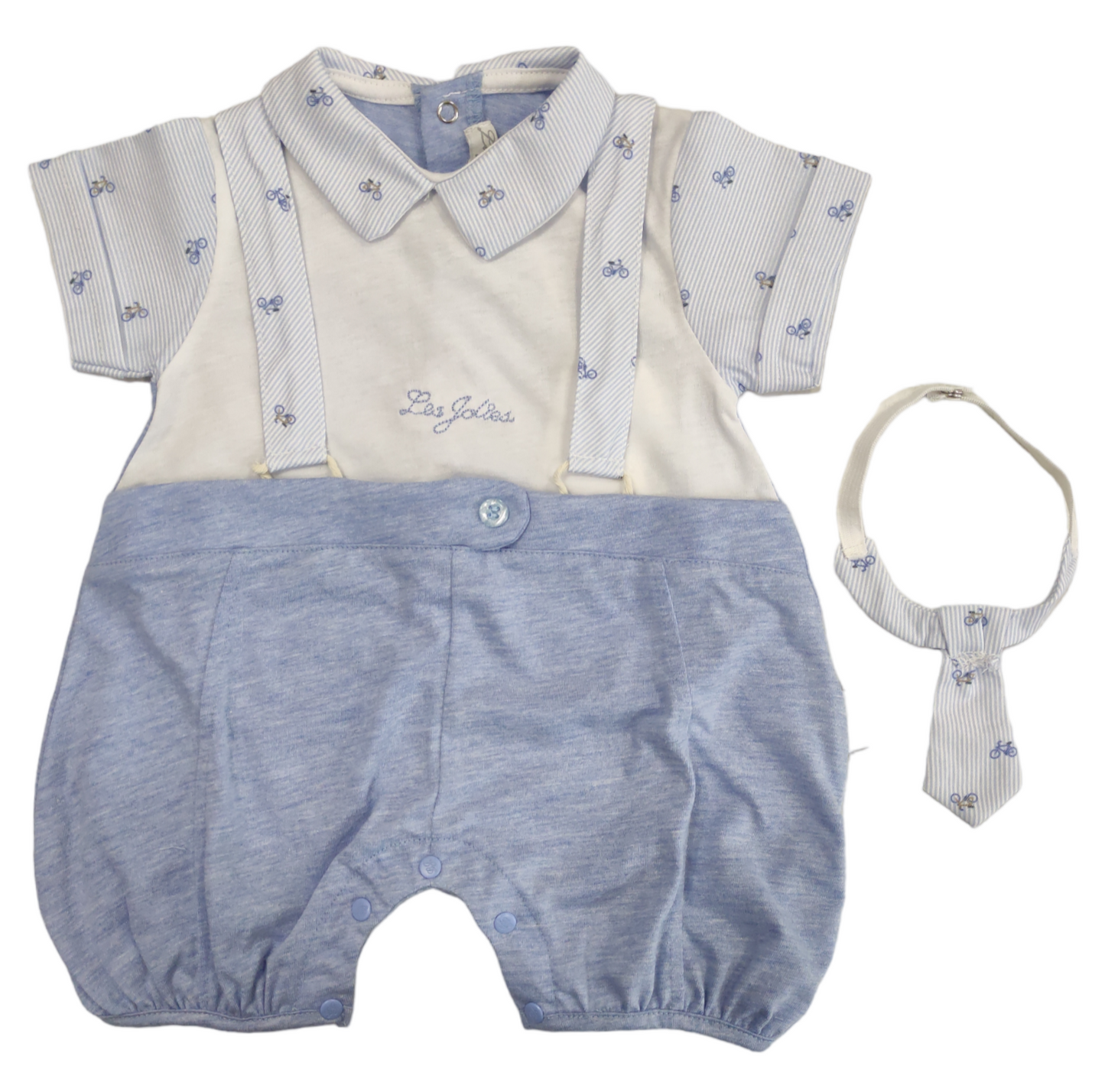 Pagliaccetto Estivo Modello Salopette con Cravattino Neonato Les Jolies 1/3 - 3/6 Mesi