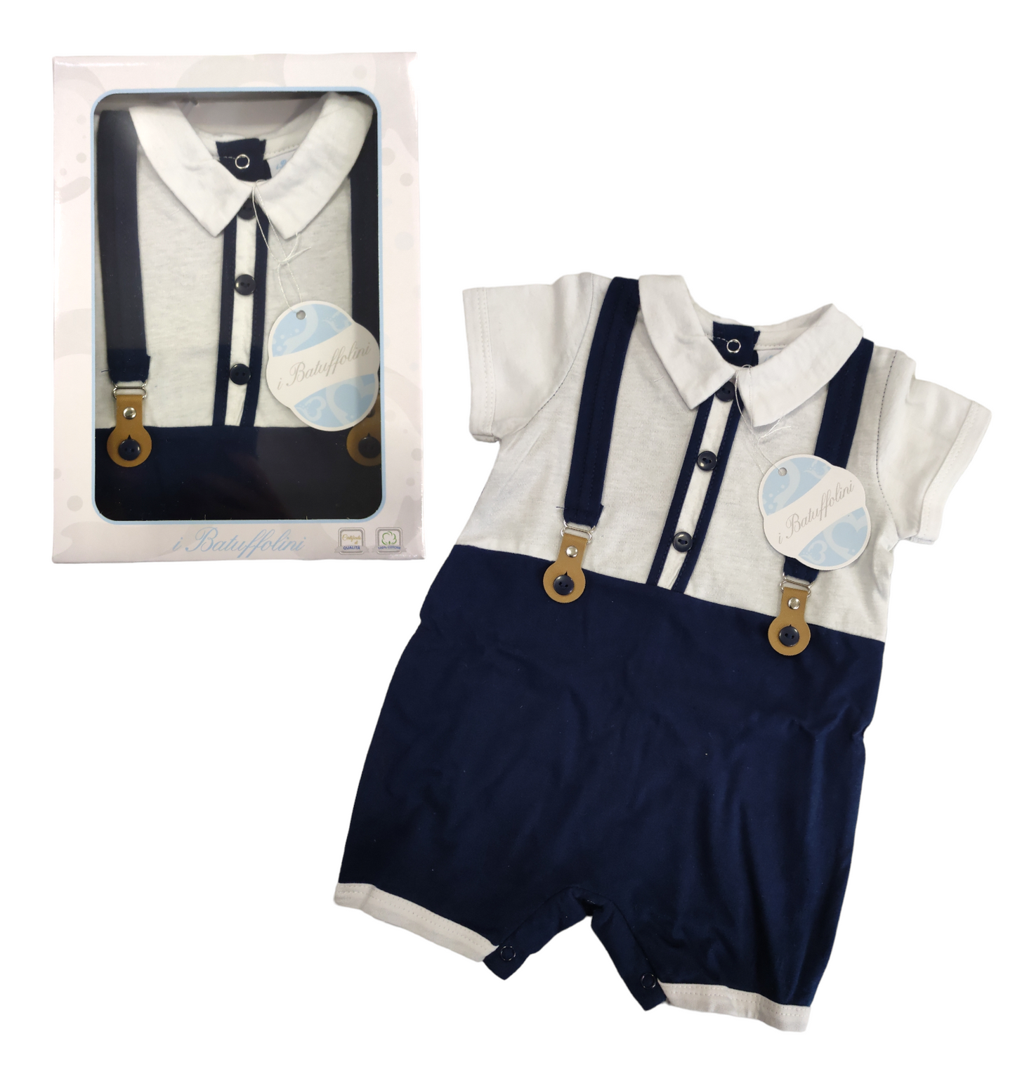 Pagliaccetto Estivo Modello Salopette Neonato Bambino Batuffolini 0/3 - 6/9 Mesi