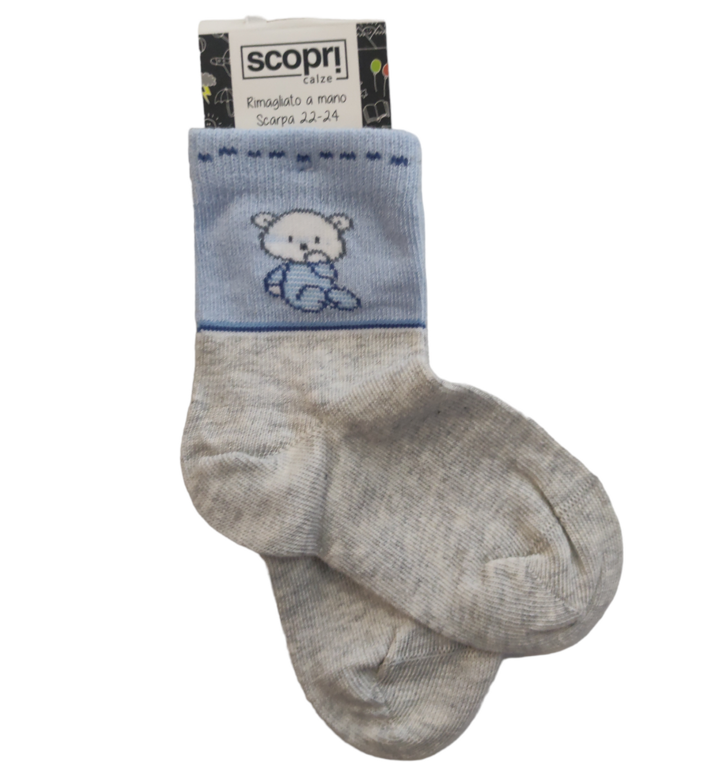 Calzini in Cotone Fantasia Colorati Bambino Rimagliato a Mano Scarpa 22-24 Scopri Calze