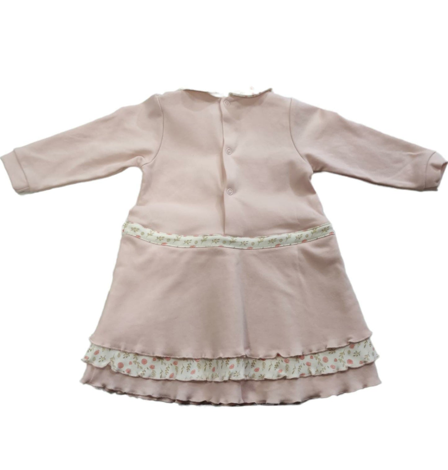 Dress with flounces in colored cotton for baby girl 9 months