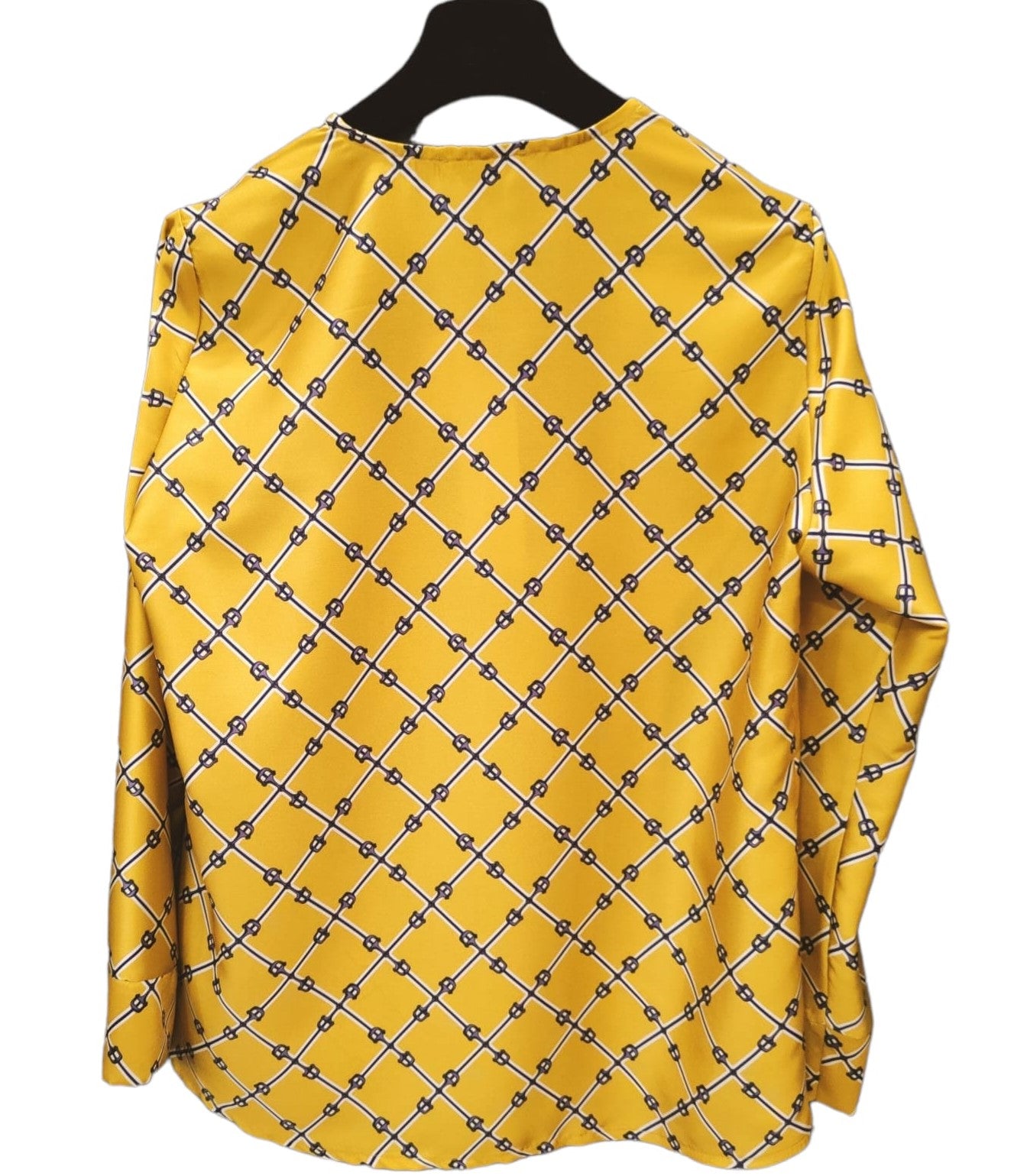 Camicia Donna Casacca in Raso Colore Dorato Collo a V Prodotto Made in Italy