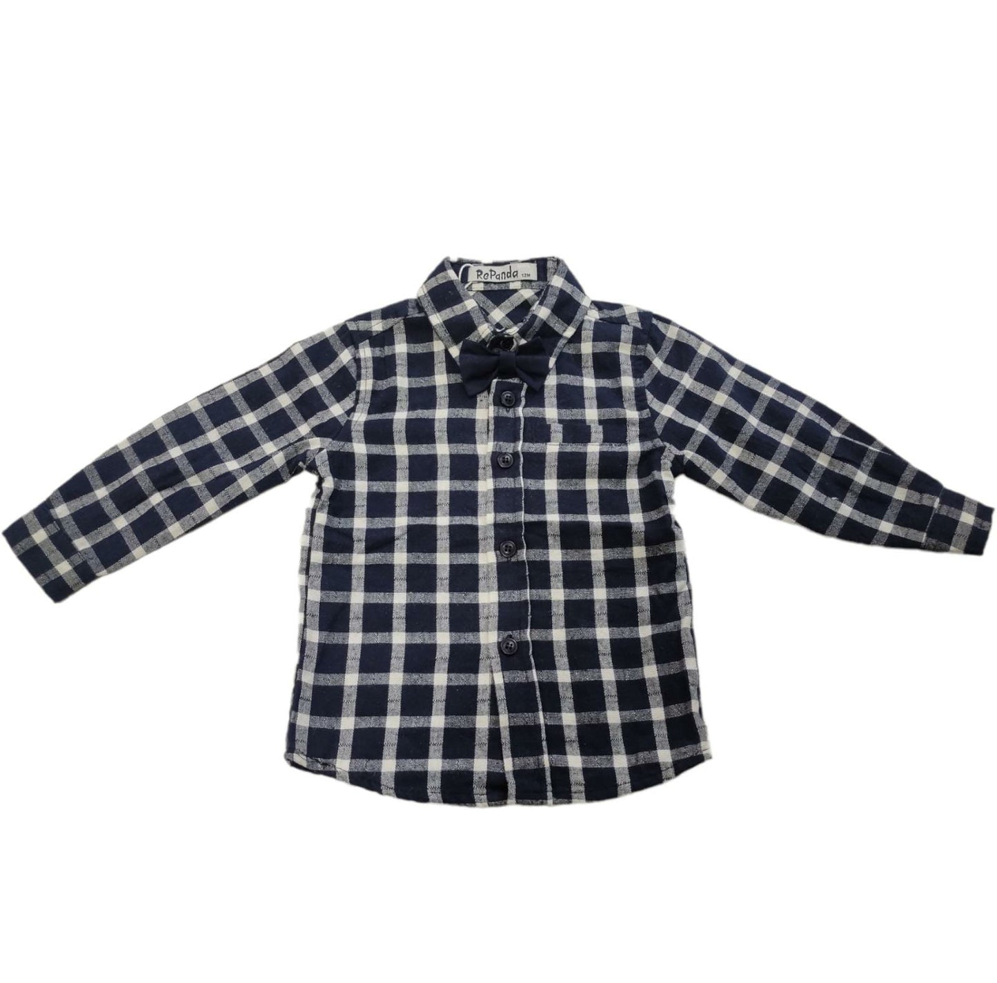 Camicia Quadri Blu con Papillion Bimbo 12-36 Mesi