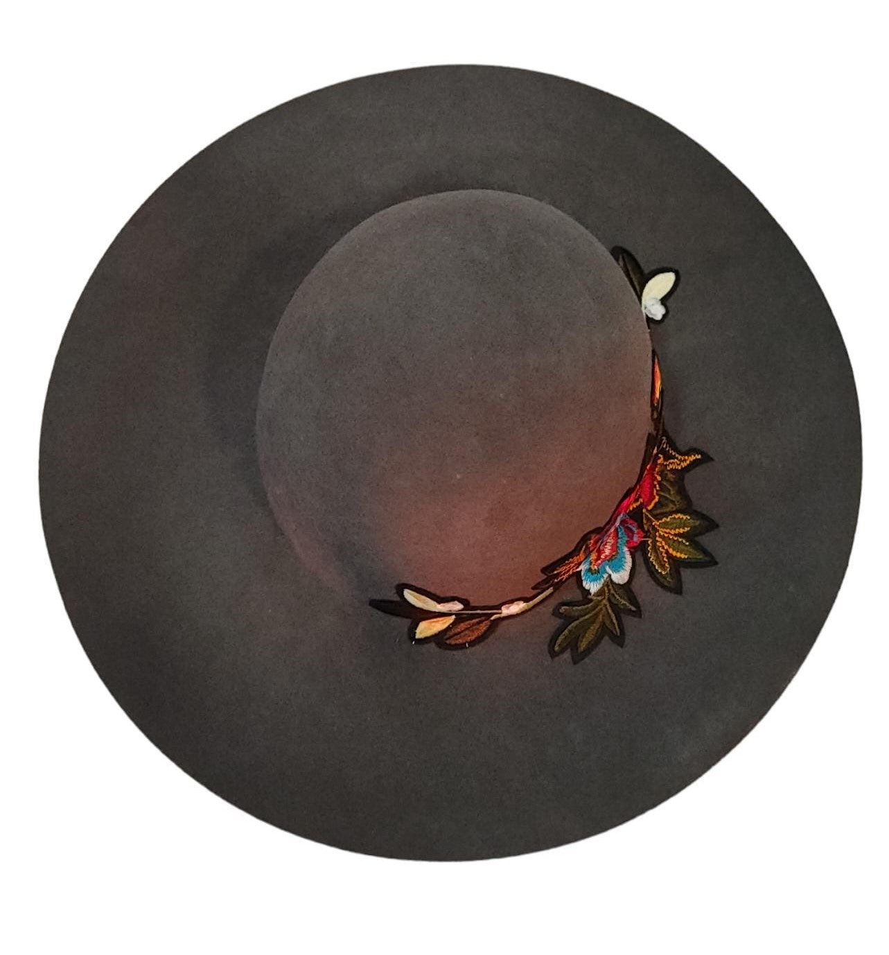 Cappello in Feltro a Falda Larga Con Fiore