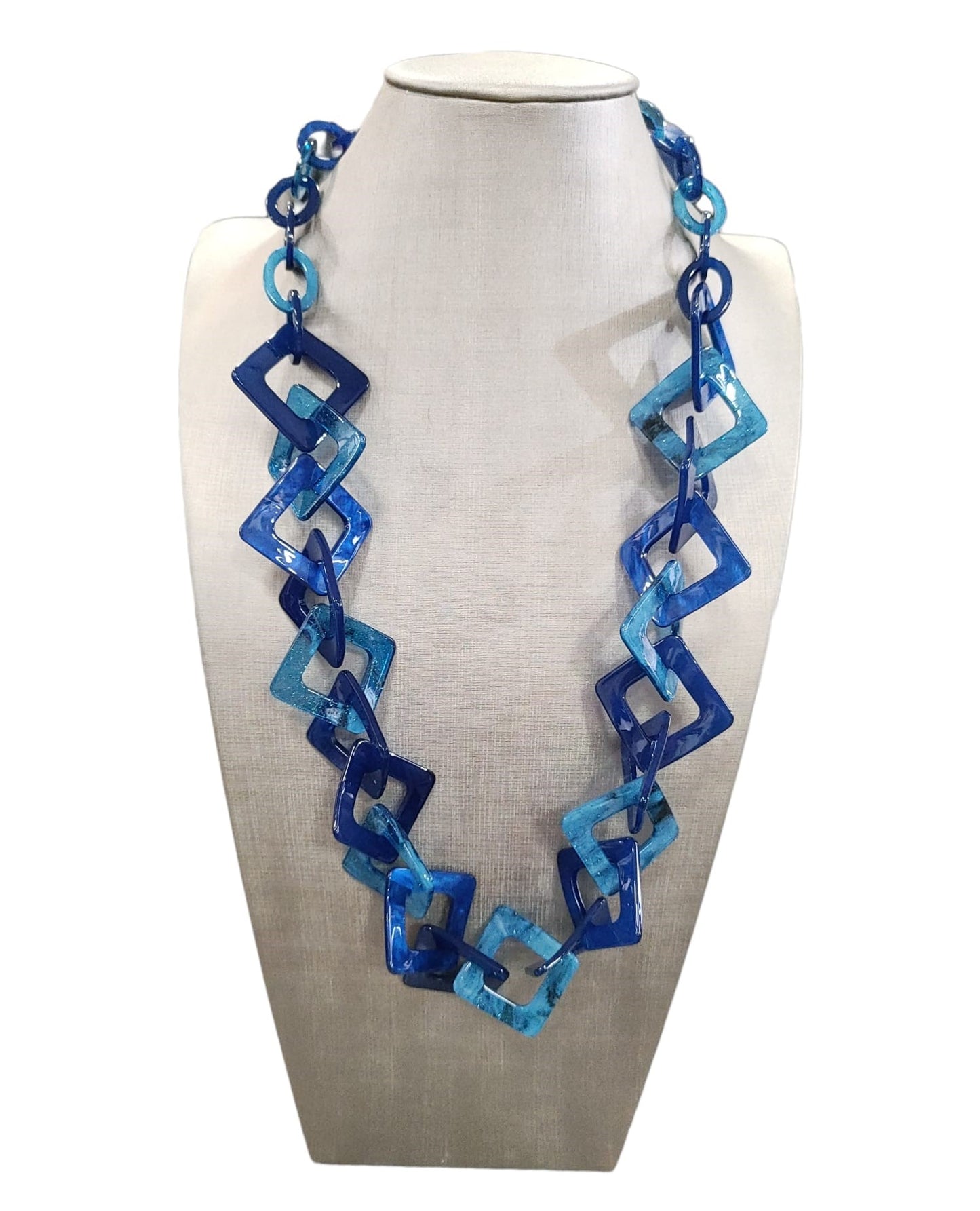 Collana in Resina Anallergica con Cerchi e Rombi Bicolore Cm. 90