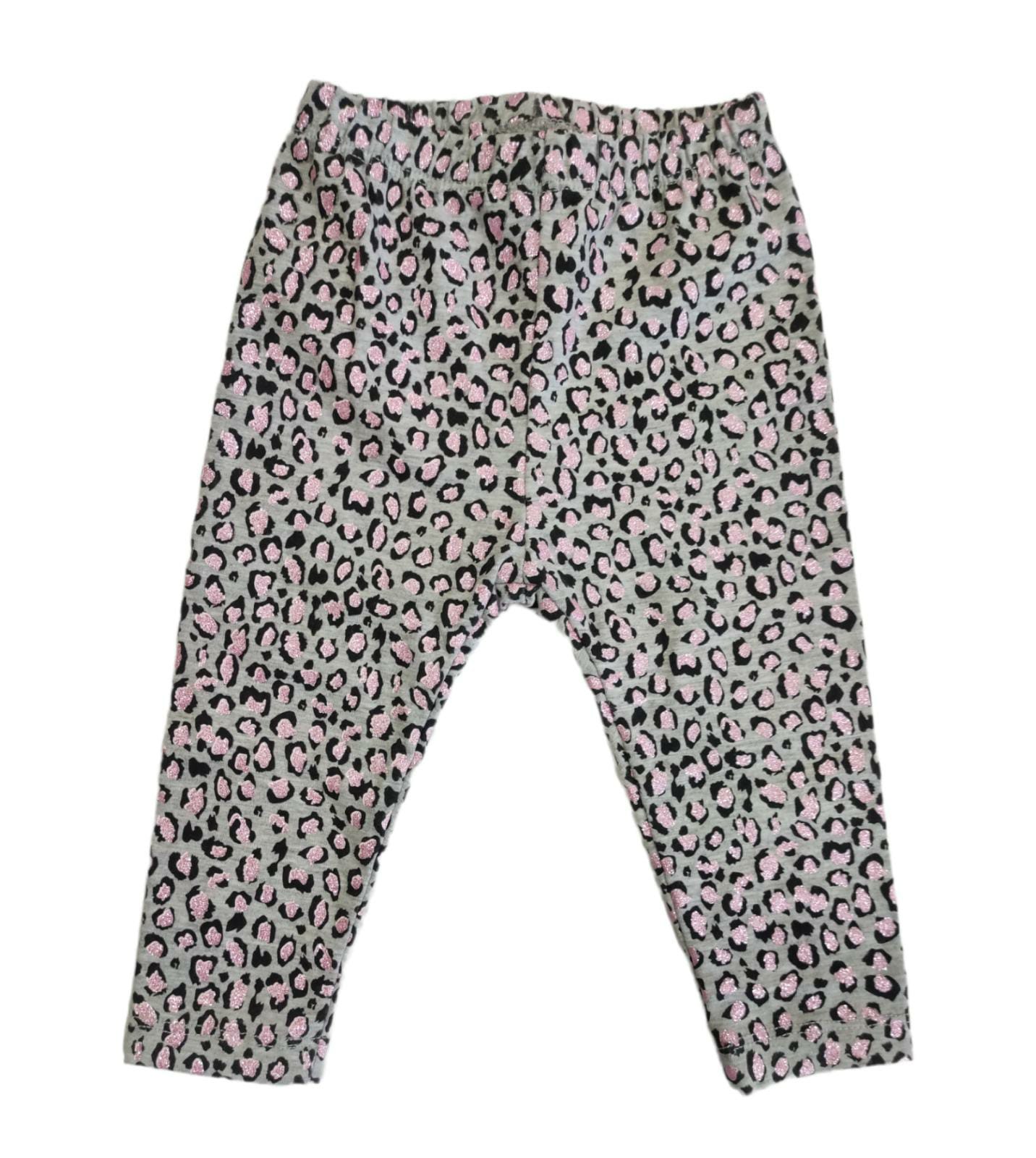 Completo 2 Pezzi T-Shirt Caldo Cotone e Leggings Felpato Maculato Bambina 6-18 Mesi