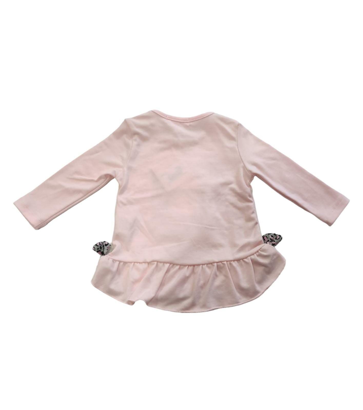 Completo 2 Pezzi T-Shirt Caldo Cotone e Leggings Felpato Maculato Bambina 6-18 Mesi