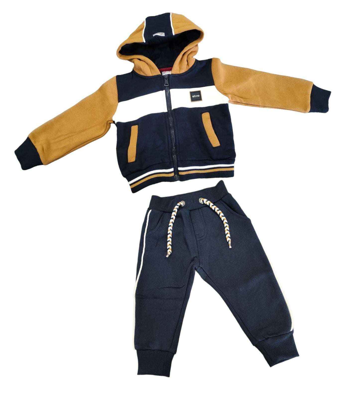 Completo Tuta Felpa e Pantalone Invernale Felpato Bimbo 12-36 Mesi