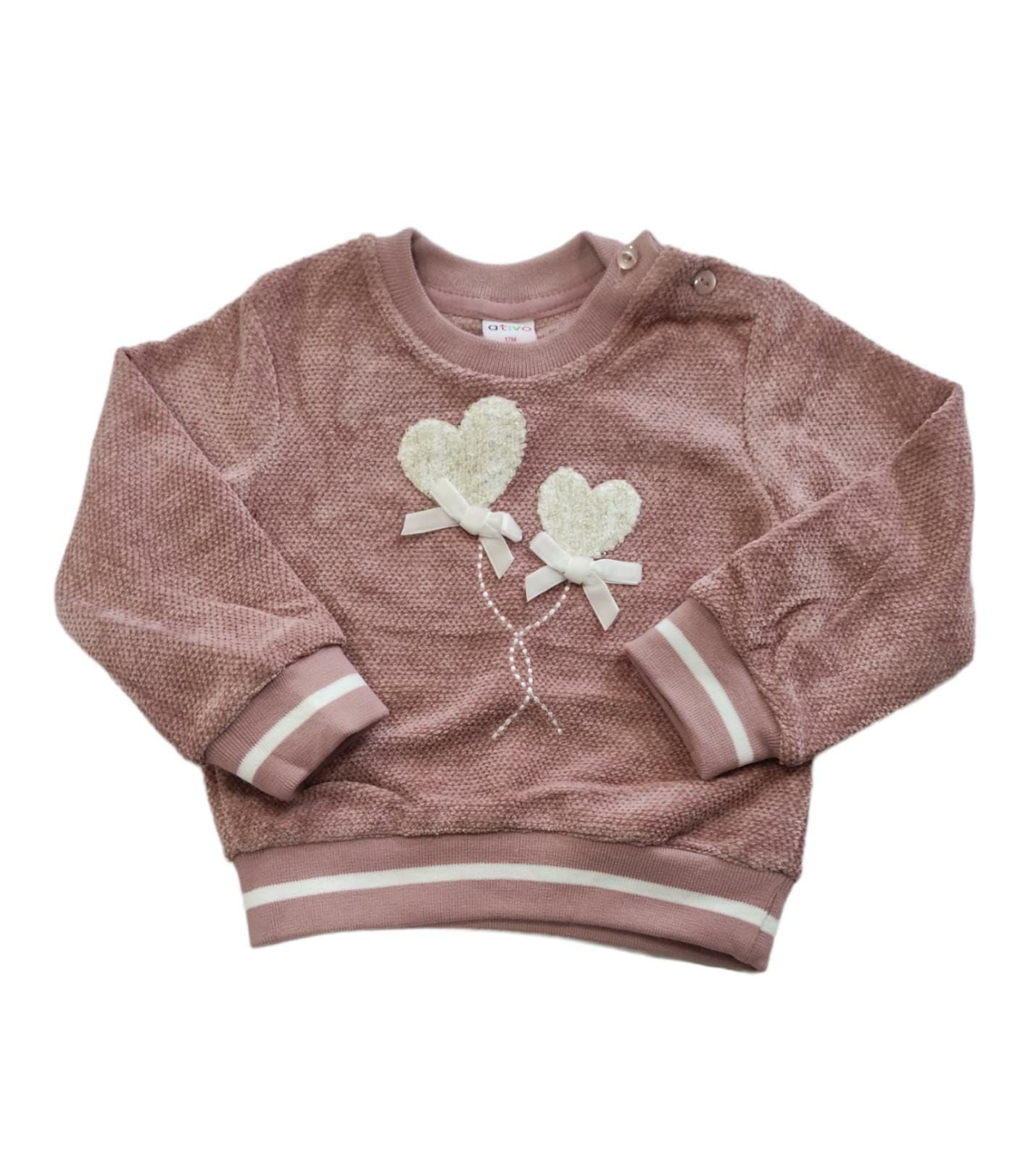 Felpa Maglioncino Invernale con Cuori Bimba 6-36 Mesi
