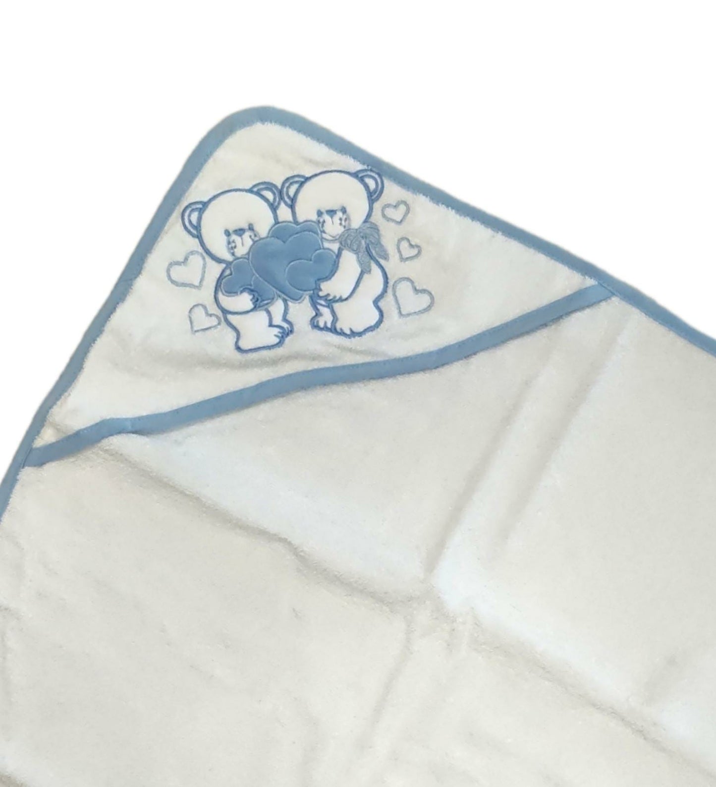 Accappatoio Bianco e Celeste a Triangolo Neonato Nancy Baby