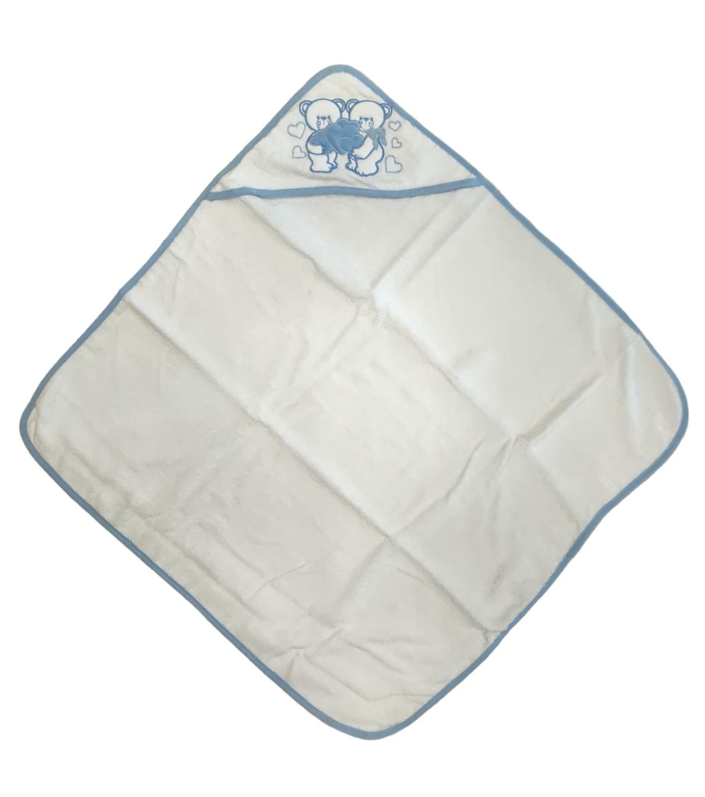Accappatoio Bianco e Celeste a Triangolo Neonato Nancy Baby