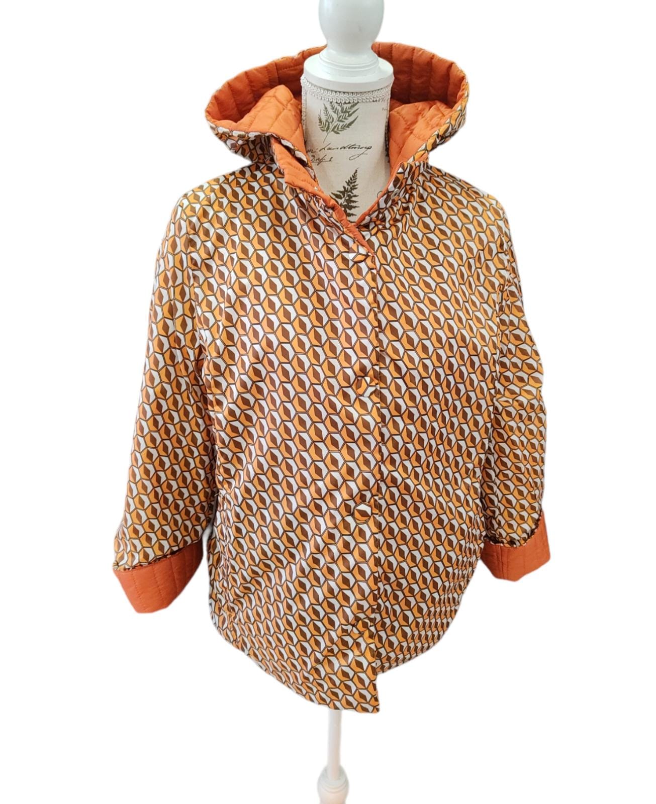 Giubbino Donna Cento Grammi Reversibile Double Face con Cappuccio Chiusura Lampo e Bottoni